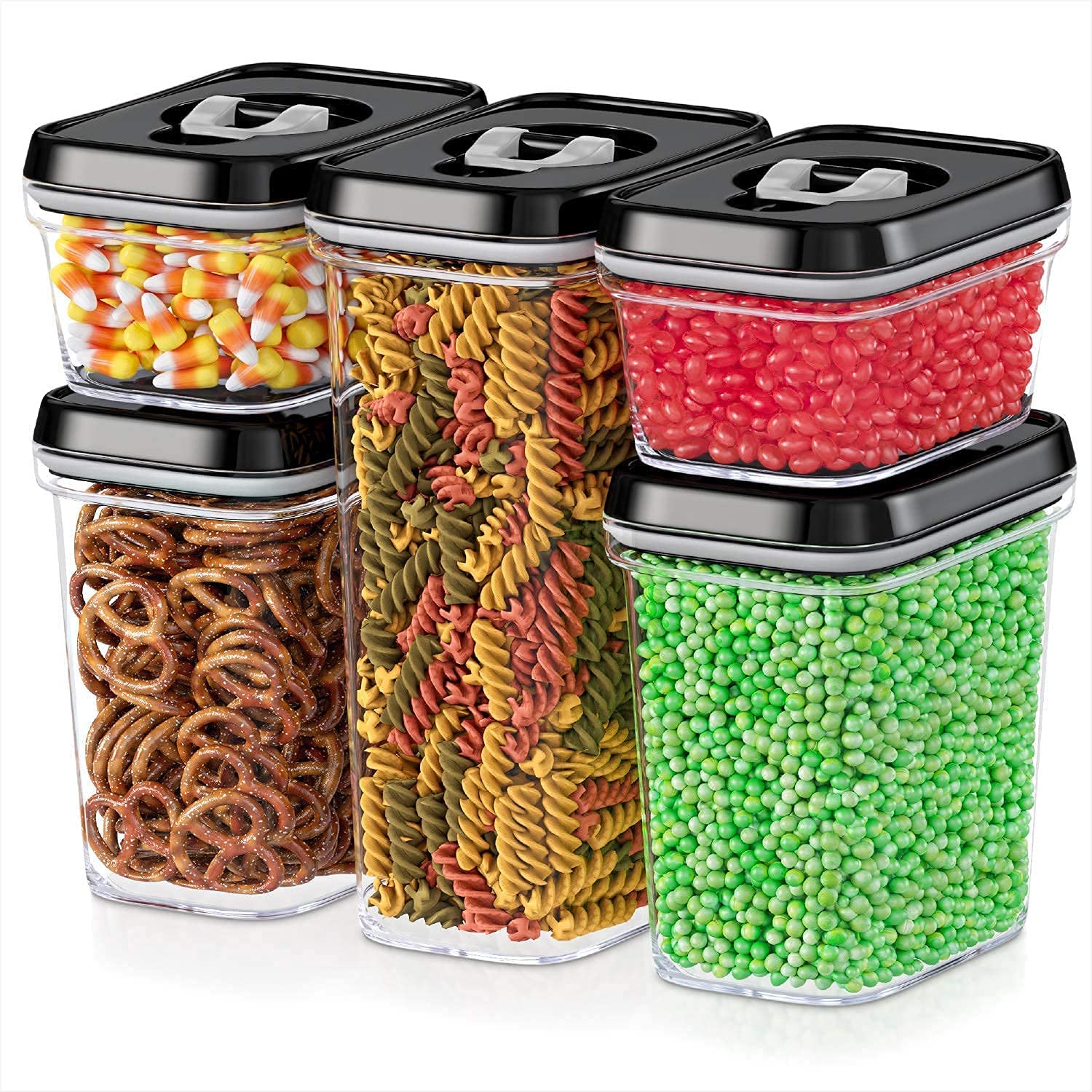 DWËLLZA 7-Piece Airtight Food Storage Containers - BPA-Free for Pasta, Snacks & More - Kitchen Pantry Organization