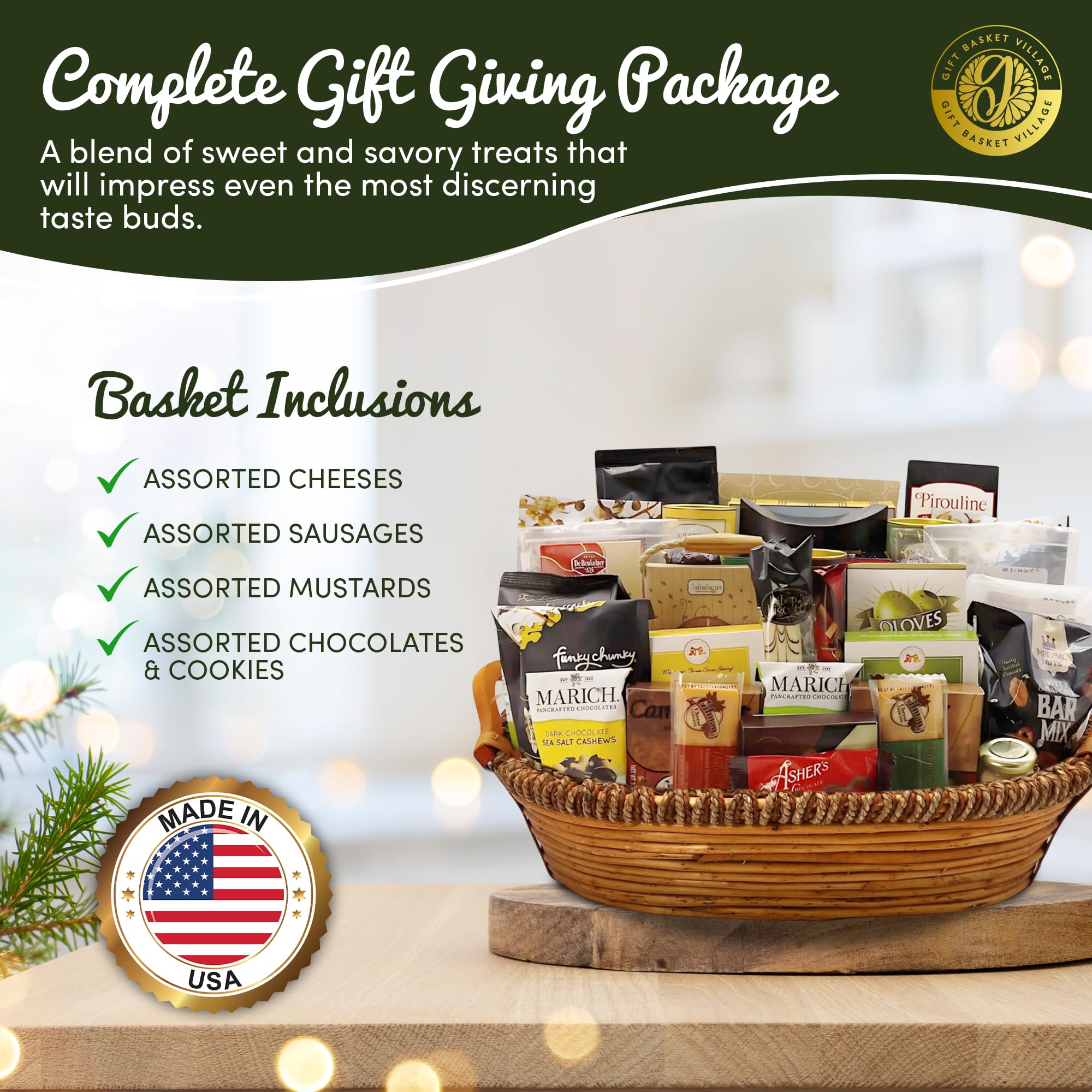 Premium Gourmet Gift Basket - Artisan Crackers, Deluxe Wafers & Gourmet Spreads - Handcrafted in USA - Perfect for Holidays, Corporate Gifts & Special Occasions - Luxury Food Gift Box for Birthdays, Anniversaries & Thank You Gifts