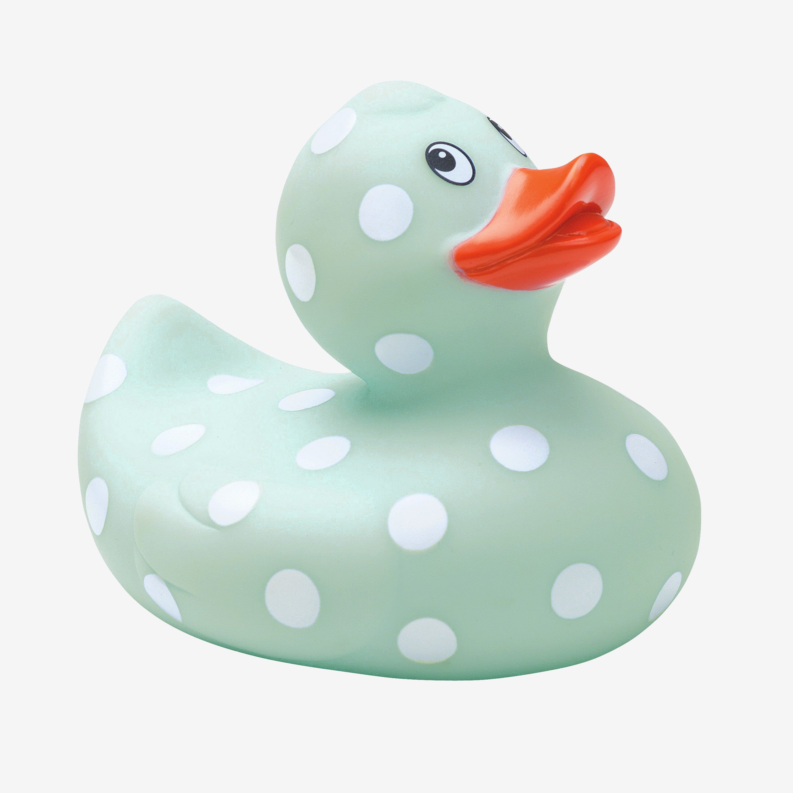 Blue Polka Dot Rubber Duckie Bath Toy for Babies & Kids - Fun Bathtime Companion for Toddlers, Sensory Play & Baby Shower Gifts