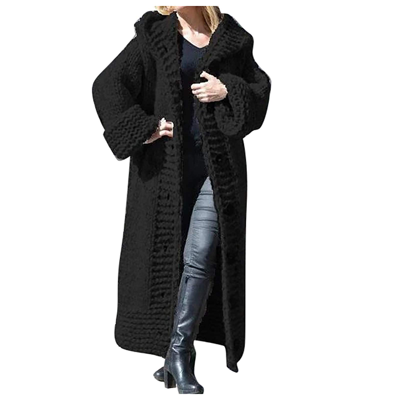 Heavyweight Oversized Hooded Sweater Cardigan - Chunky Knit Long Sleeve Open Front Jacket for Women | Cozy Winter Layering & Casual Streetwear Outfits