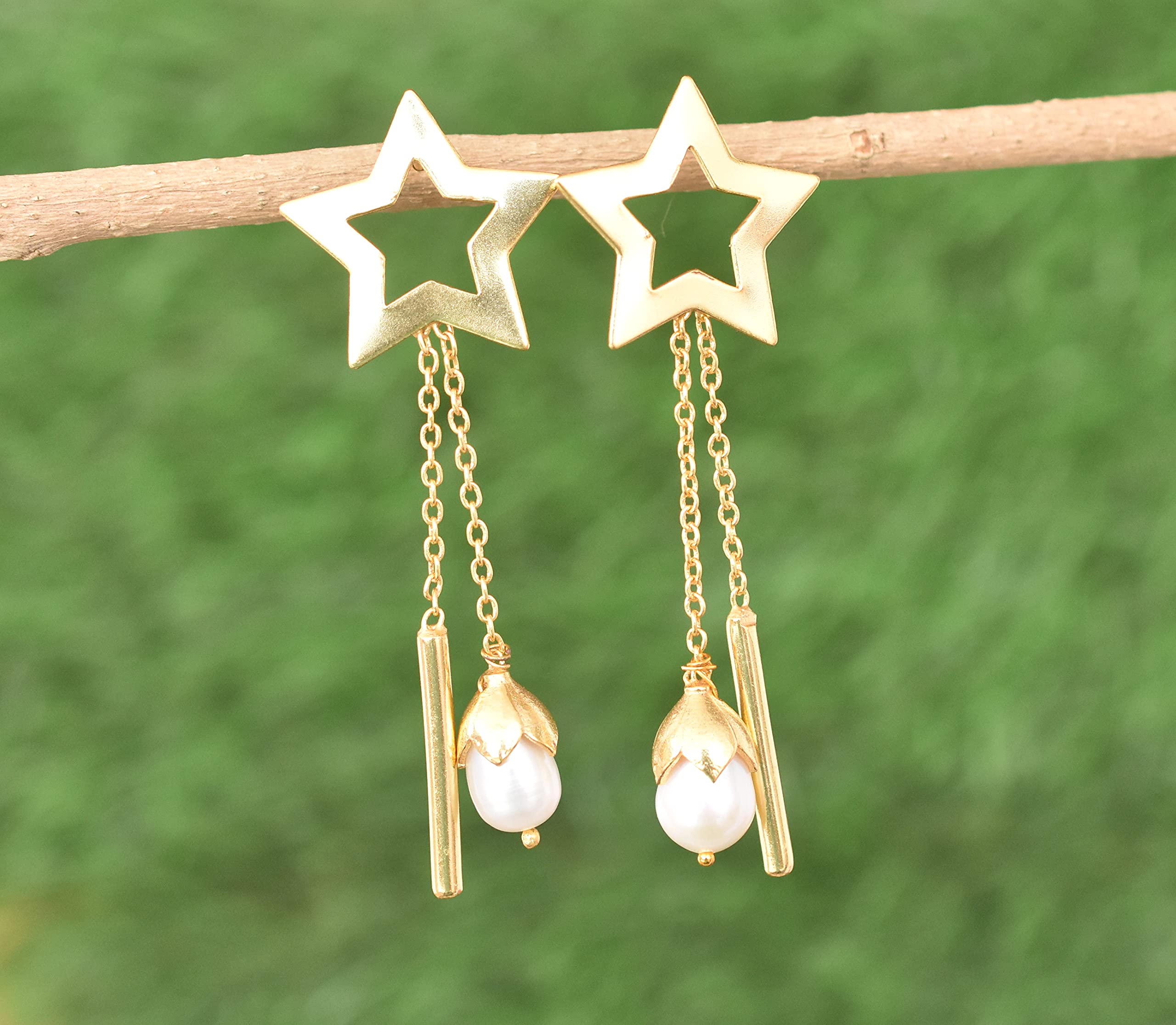 18K Yellow Gold Plated Handmade Earrings for Women - Fashion Jewelry Gift for Her - Designer Gold Filled Earrings VE-404 - Perfect for Weddings, Parties & Special Occasions