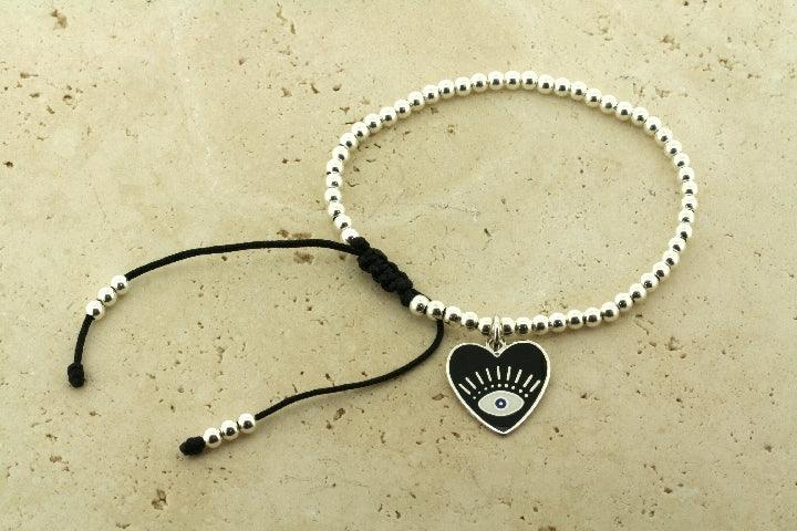 Enamel Black Flying Heart Bead Bracelet for Women - Elegant Adjustable Charm Jewelry for Gifts, Parties & Everyday Wear