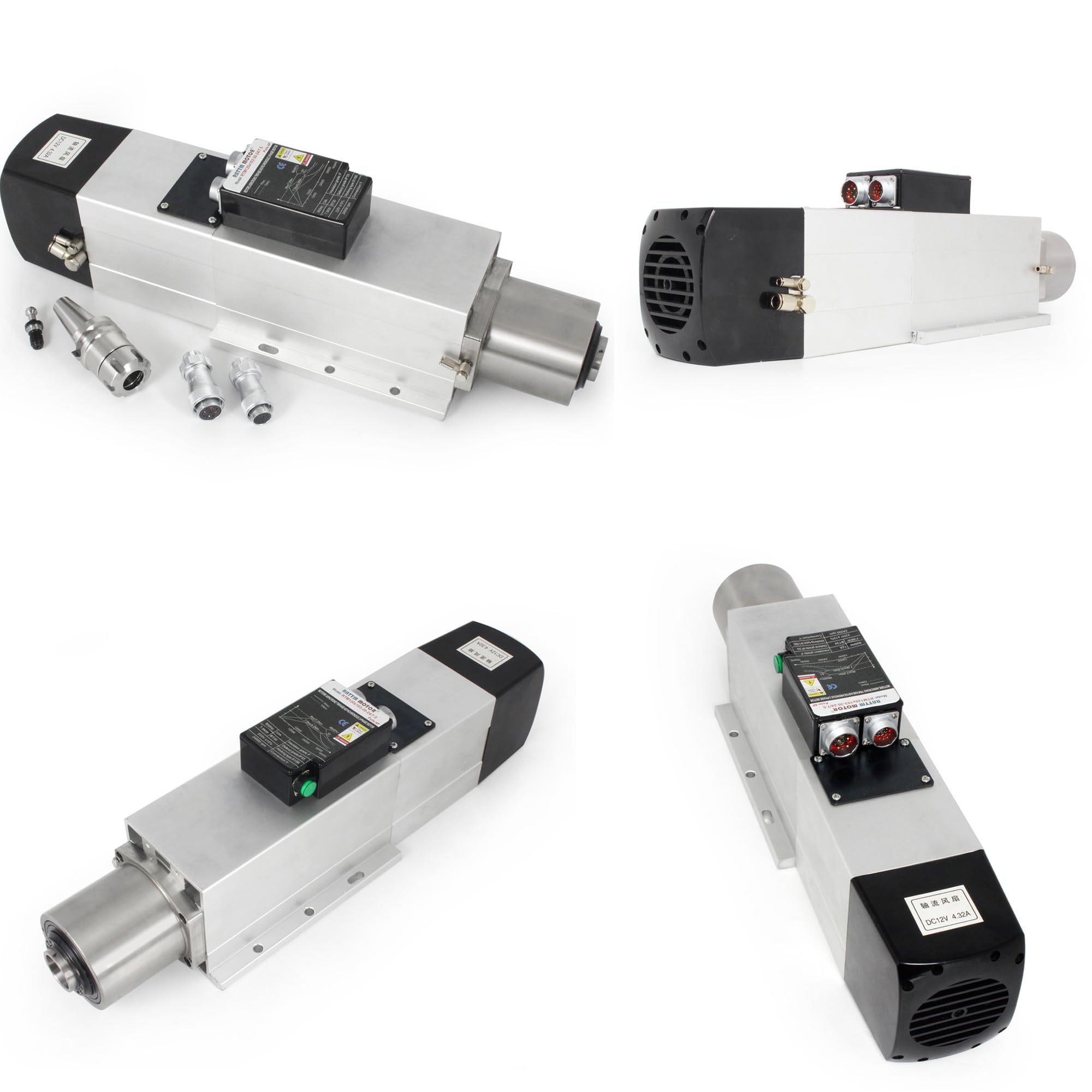 CNCTOPBAOS 7.5KW BT30 Automatic Tool Change ATC Air Cooled Spindle Motor 220V 24000RPM 800Hz 4 Pole with 7.5KW VFD Inverter CNC Kit for Router, Milling & Engraving Machines | BT30-ER25 Tool Holder | Ideal for Woodworking, Metal Cutting & 3D Carving