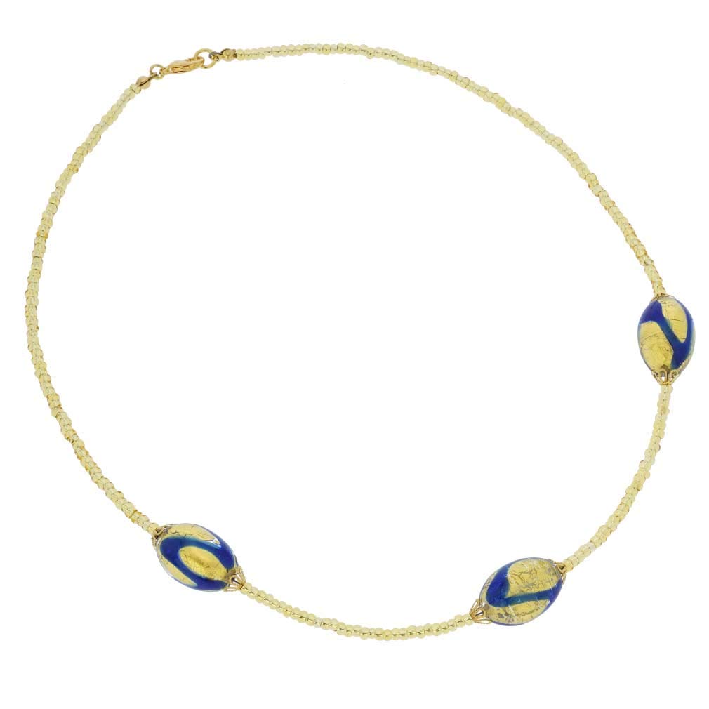 Venetian Murano Glass Royal Blue Capsule Necklace - Handmade Italian Jewelry for Women, Elegant Gift for Birthday, Anniversary & Special Occasions