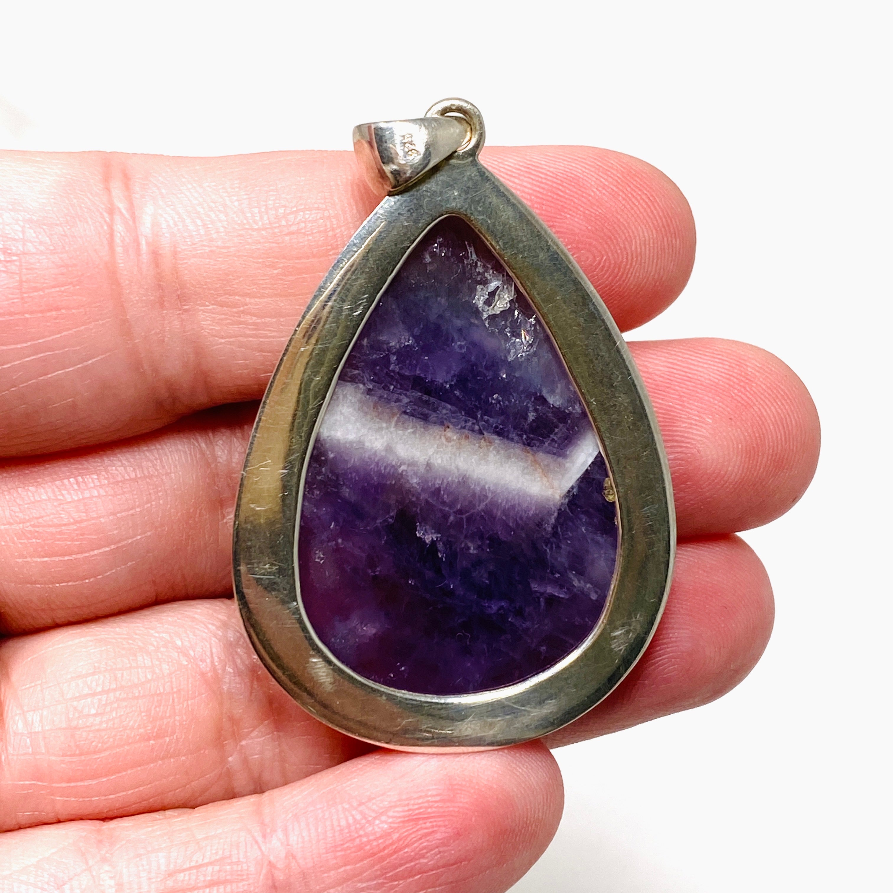 Chevron Amethyst Teardrop Pendant Necklace KPGJ2938 - Elegant Purple Gemstone Jewelry for Women, Perfect for Gifts, Parties & Special Occasions