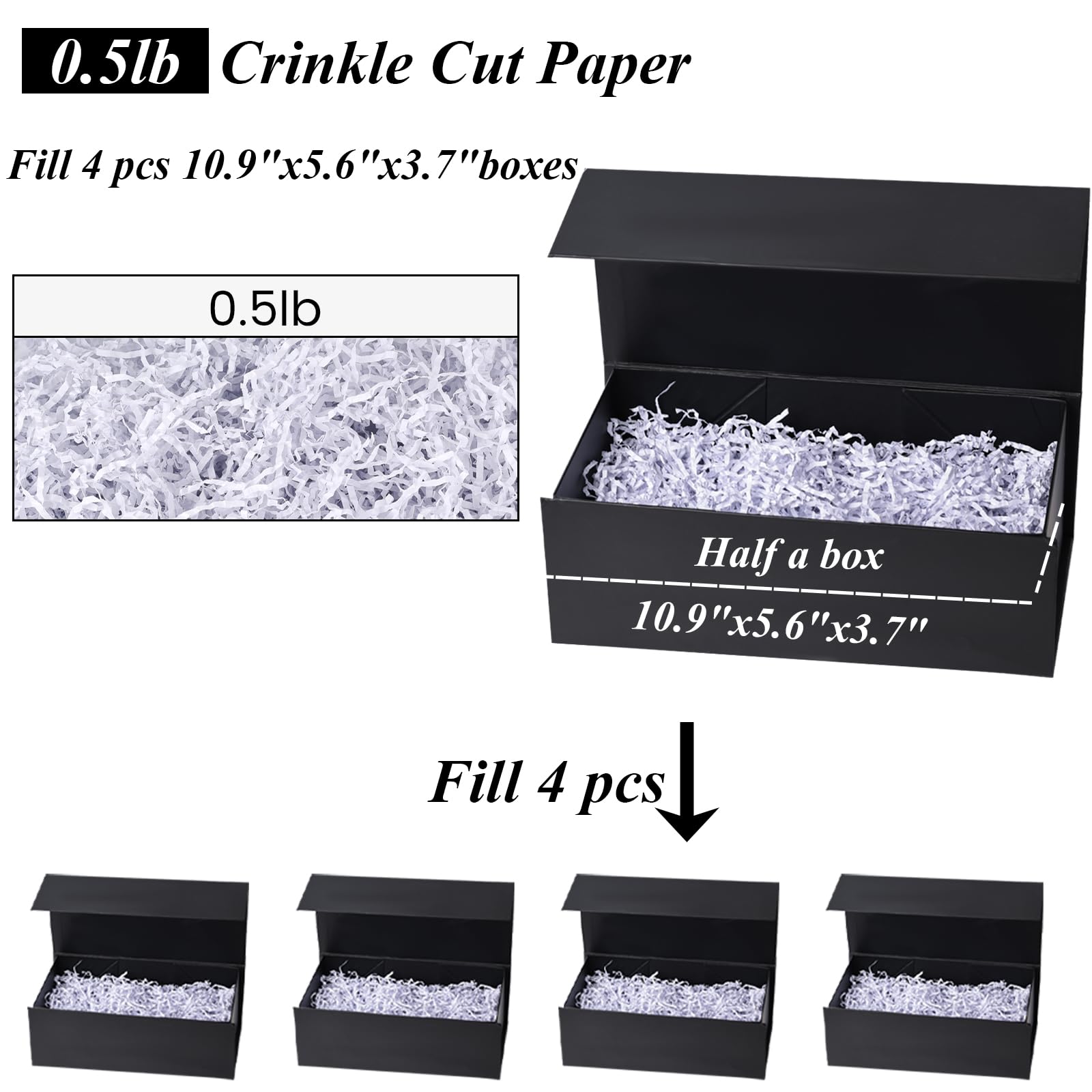 Premium 0.5LB Pink Crinkle Cut Paper Shreds - Gift Box Filler for Wedding, Birthday, Anniversary & Christmas Decorations | Perfect for Party Favors, Gift Wrapping & Craft Projects