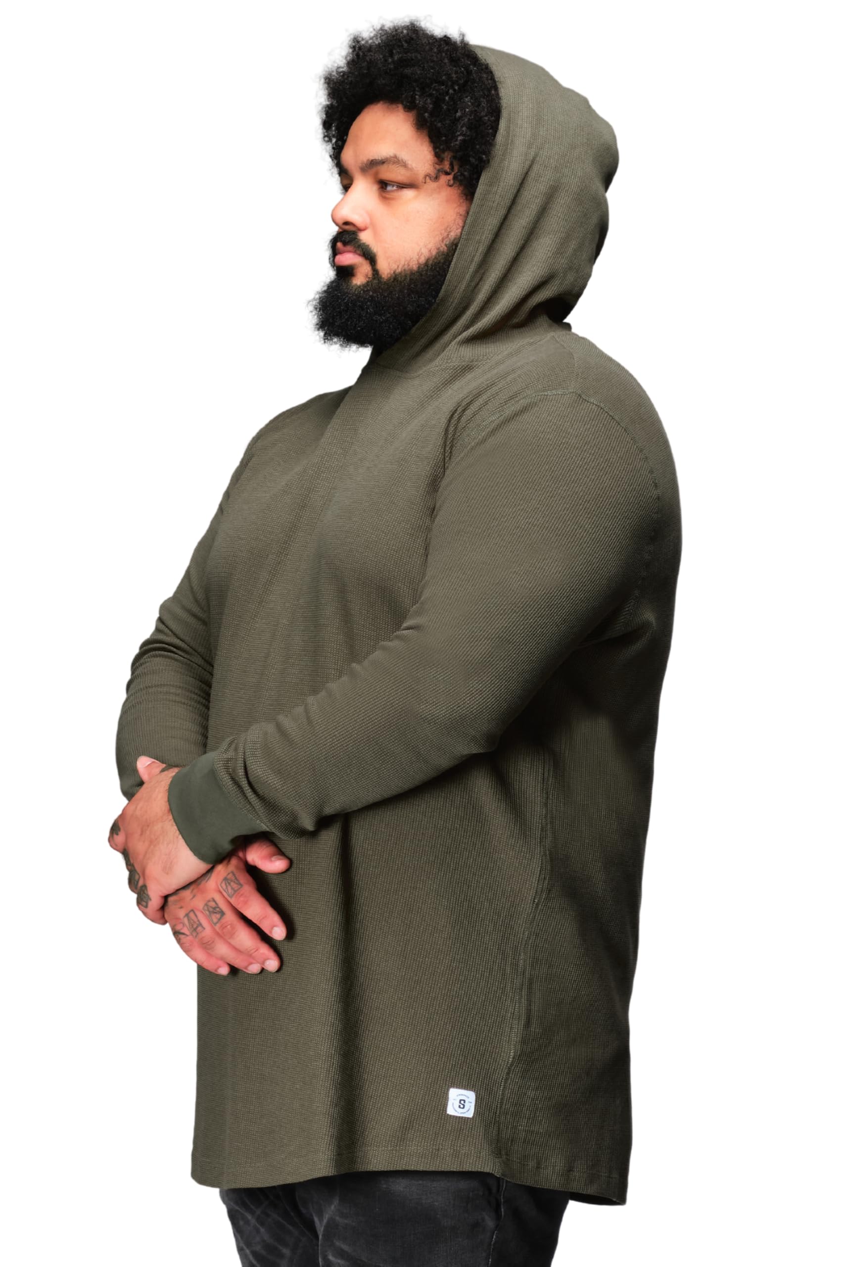 STRONGSIZE Men's Big & Tall Thermal Waffle Hoodie - Lightweight Long Sleeve Pullover for Winter | Cozy Lounge Wear & Outdoor Activities