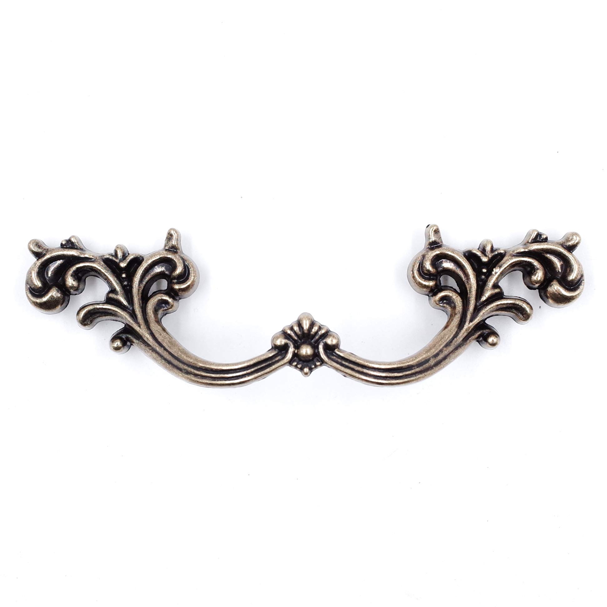 Vintage French Provincial Drawer Pulls 6-Pack - Antique Brass Cabinet Handles, 3