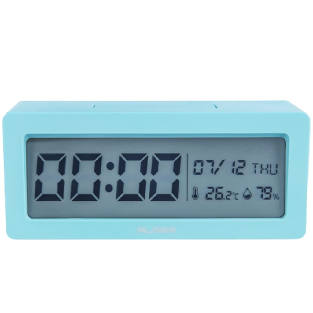 HAODAF Digital Alarm Clock with LCD Display, Backlight & Snooze - Battery Powered Bedside Table Clock for Home & Office (Blue) - Perfect for Nightstands, Dorms, and Travel