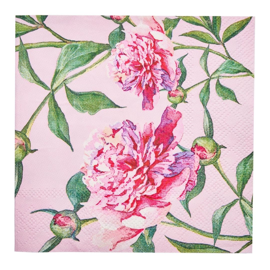 Elegant Pink Peonies Cocktail Napkins - 20 Pack | Perfect for Weddings, Bridal Showers & Party Decor