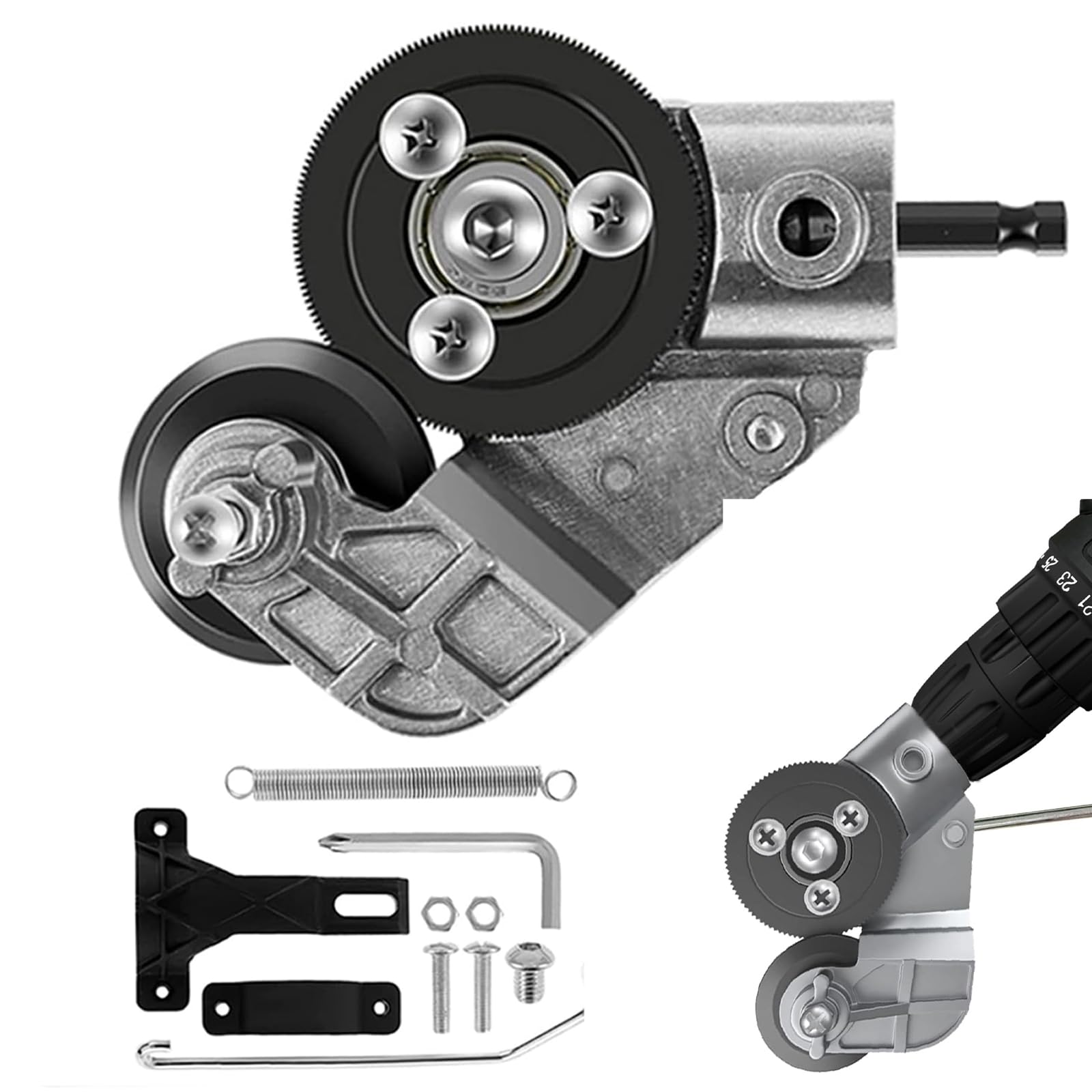 Upgraded Metal Nibbler Drill Shears Attachment - Heavy Duty Drill Plate Cutter for Cutting Flat Metal Sheets, Iron, Steel, Copper & Aluminum | Perfect for DIY Projects, Metalworking & Home Repairs