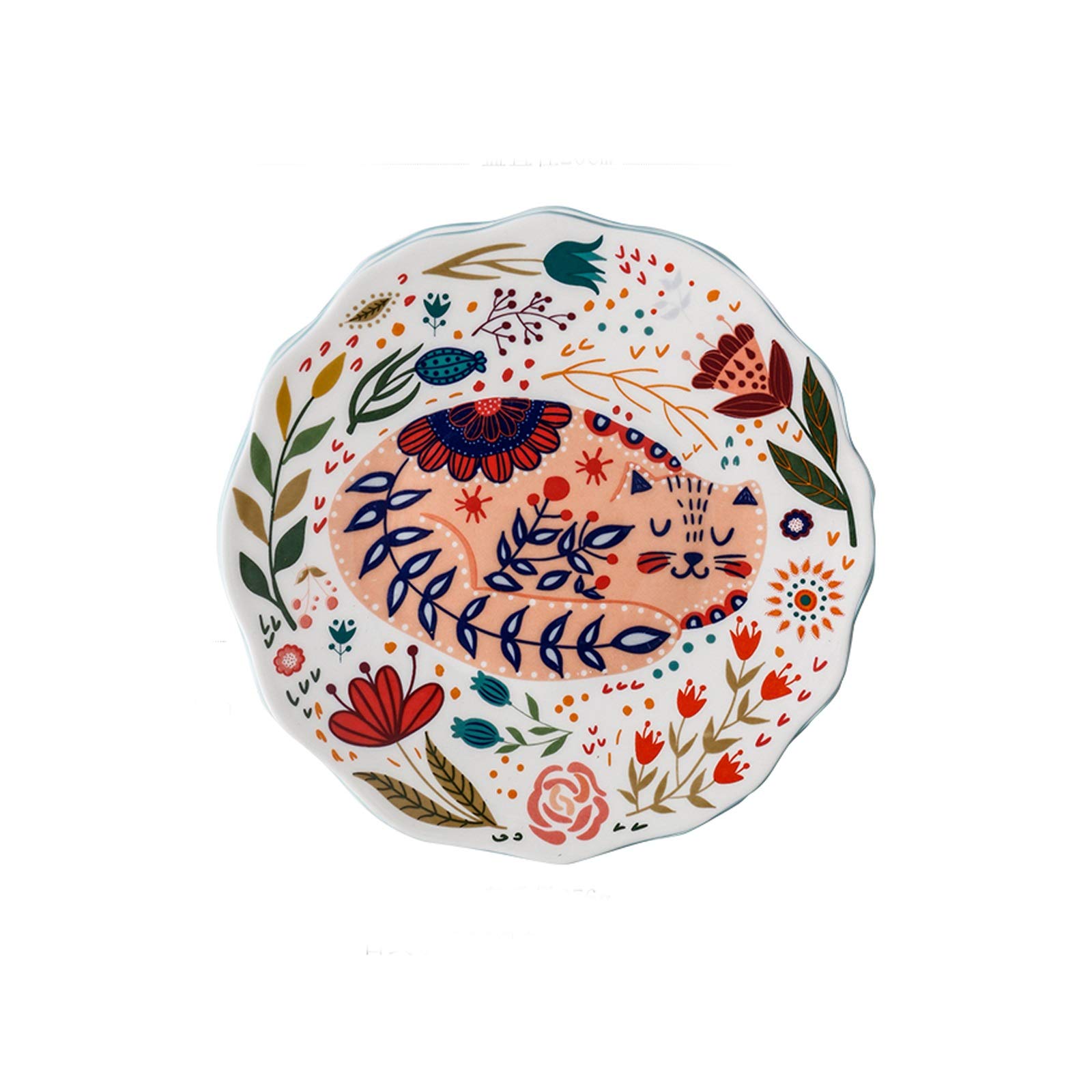 8 Inch Porcelain Dinner Plates - Hand-Painted Floral Design, Microwave & Dishwasher Safe - Elegant Appetizer, Dessert, and Snack Plates for Home Dining, Party Serving, and Restaurant Use
