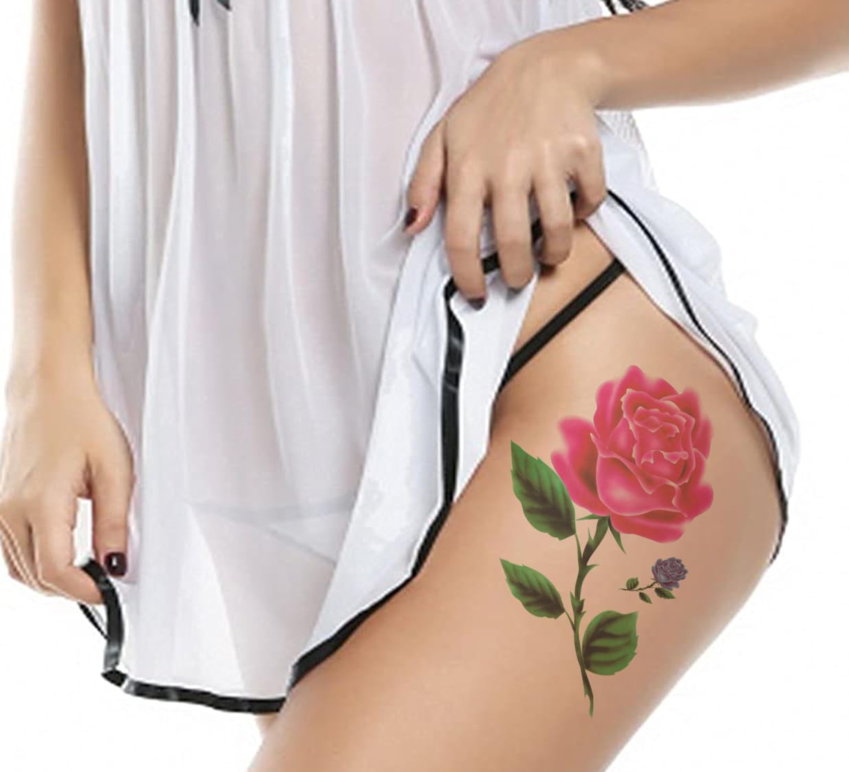 3D Temporary Tattoo Stickers for Men & Women - Waterproof Fake Tattoos with Flowers, Butterflies, Stars & Angels - Realistic Body Art for Parties, Halloween, Cosplay & Honeymoon (Dark Desire Collection)