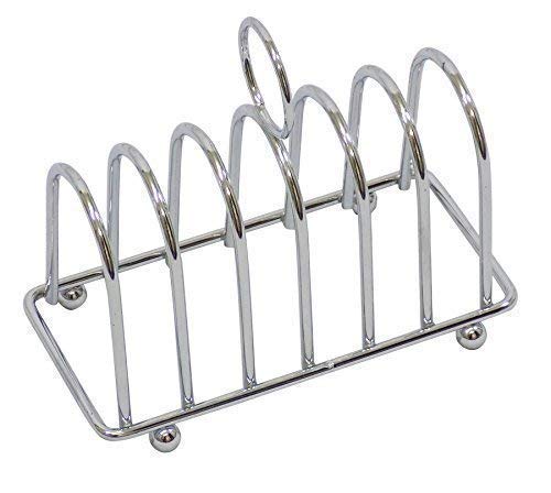 Stainless Steel 6-Slot Toast Bread Rack Holder - 12 x 14 x 6.5cm - Perfect for Kitchen Storage & Buffet Serving - Indian Home Decor Accessory
