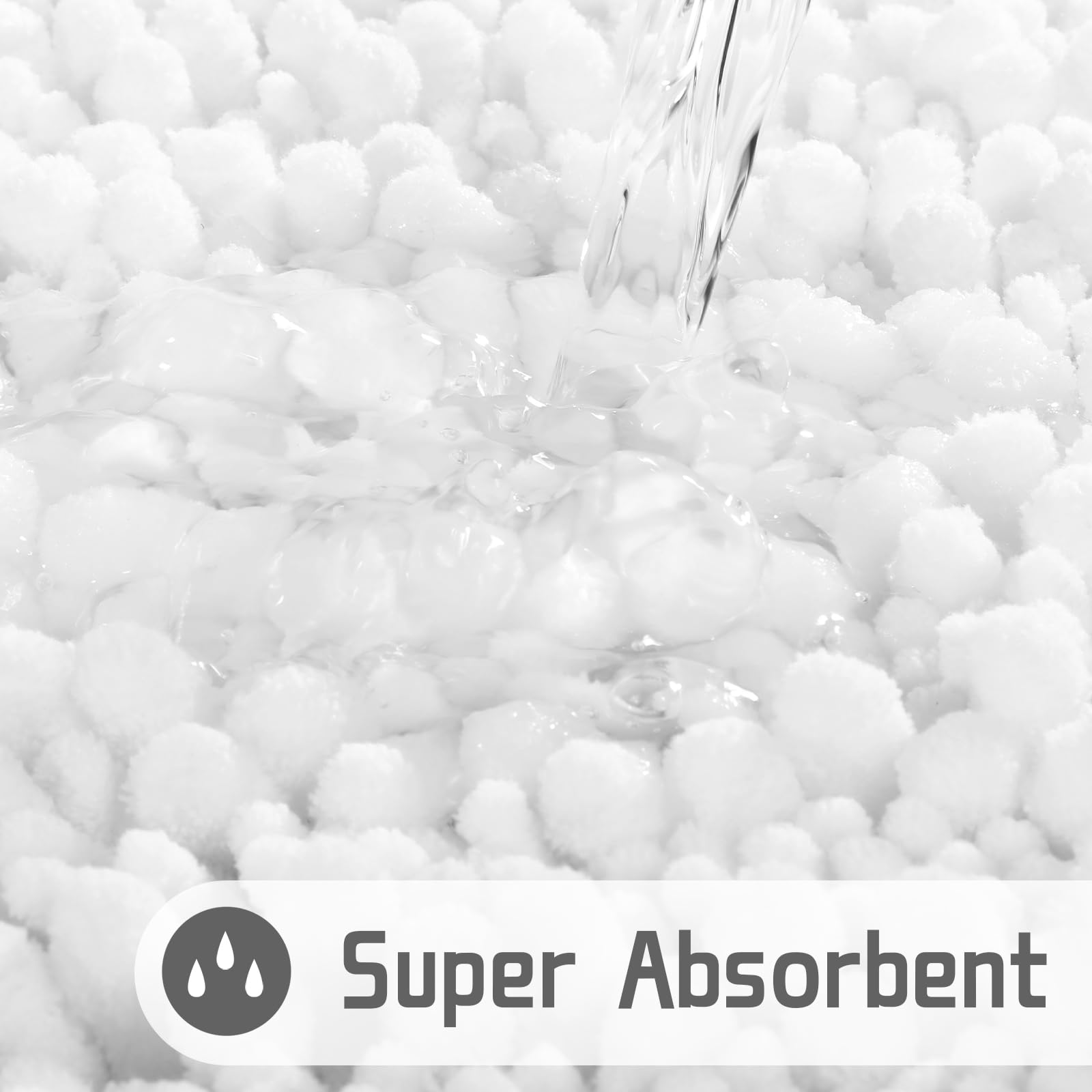 Yimobra Soft Shaggy Bath Mat 36.2 x 24 Inch - Non-Slip, Super Absorbent & Quick Dry Bathroom Rug for Floor - Machine Washable, Thick & Plush Shower Mat - Perfect for Bathroom, Spa & Vanity Areas - Bright White