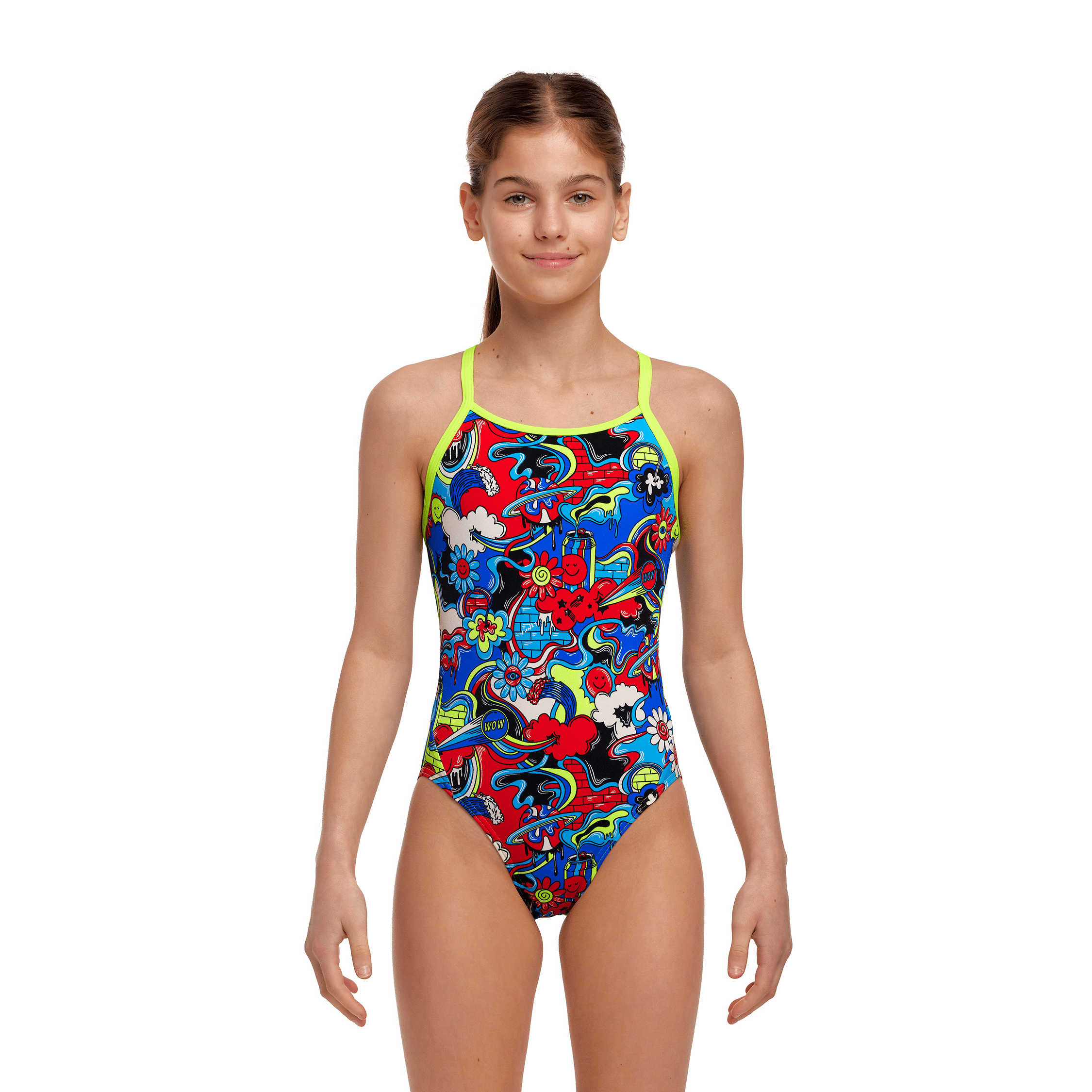 Funkita Happy Jack Girl's Diamond Back One Piece Swimsuit - Stylish & Comfortable Swimwear for Girls, Perfect for Pool Parties, Beach Vacations & Summer Activities