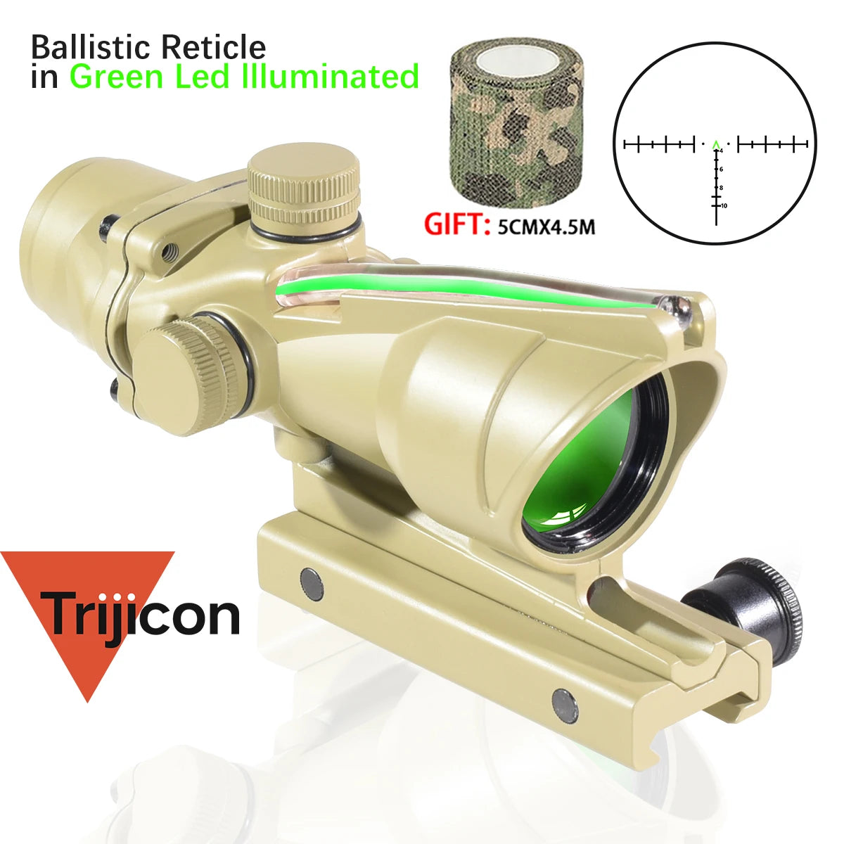 Trijicon ACOG 4X32 Rifle Scope with RMR - Fiber Optic Red/Green Dot Illumination, Etched Reticle - Perfect for Hunting, Tactical Shooting & Outdoor Adventures