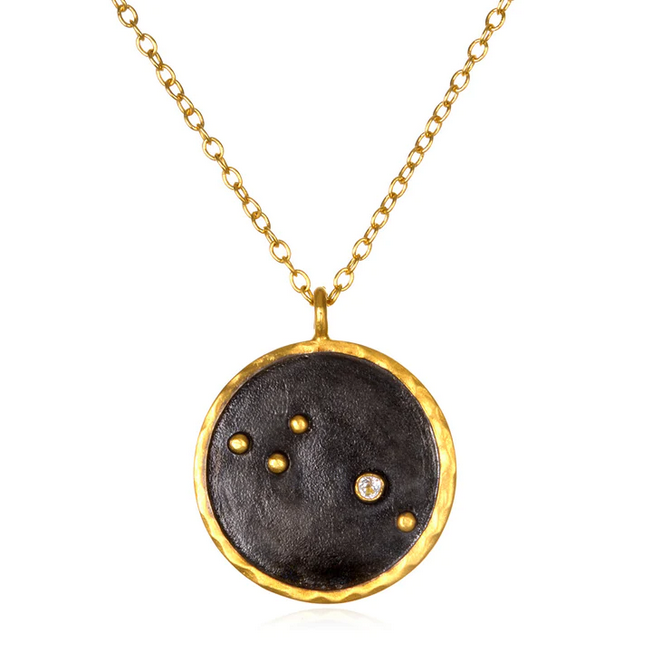 Aries Diamond Zodiac Necklace - 14K Gold Constellation Pendant for Women - Perfect Birthday Gift & Everyday Jewelry for Aries Zodiac Sign