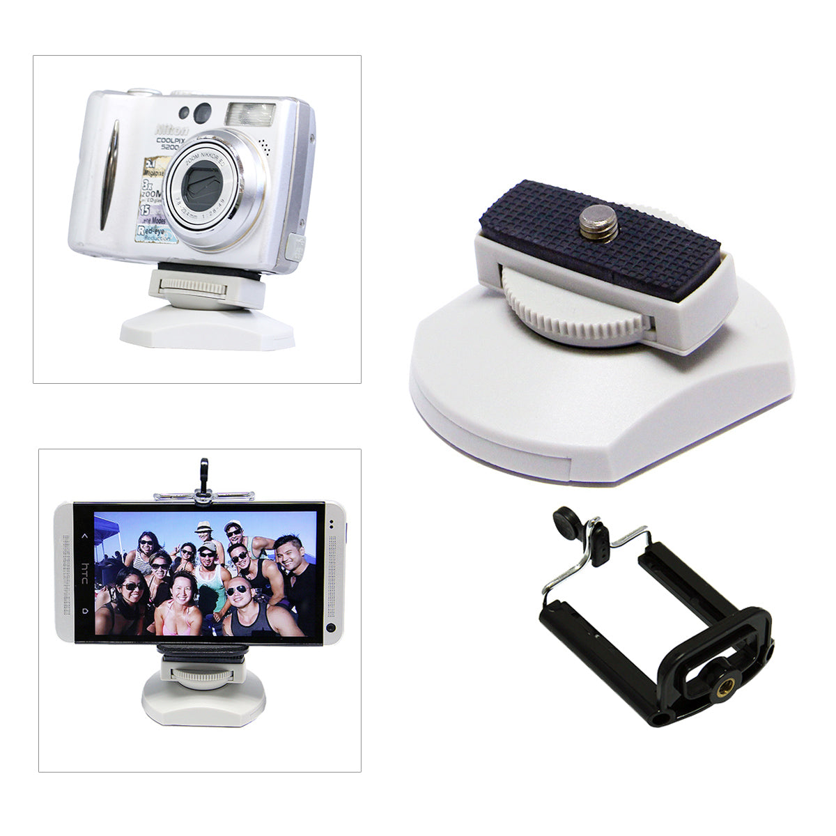 360° Swivel Adjustable Desktop Camera Stand & Phone Mount Holder for iPhone, Android Smartphones - Perfect for Video Calls, Live Streaming, Online Classes & Content Creation