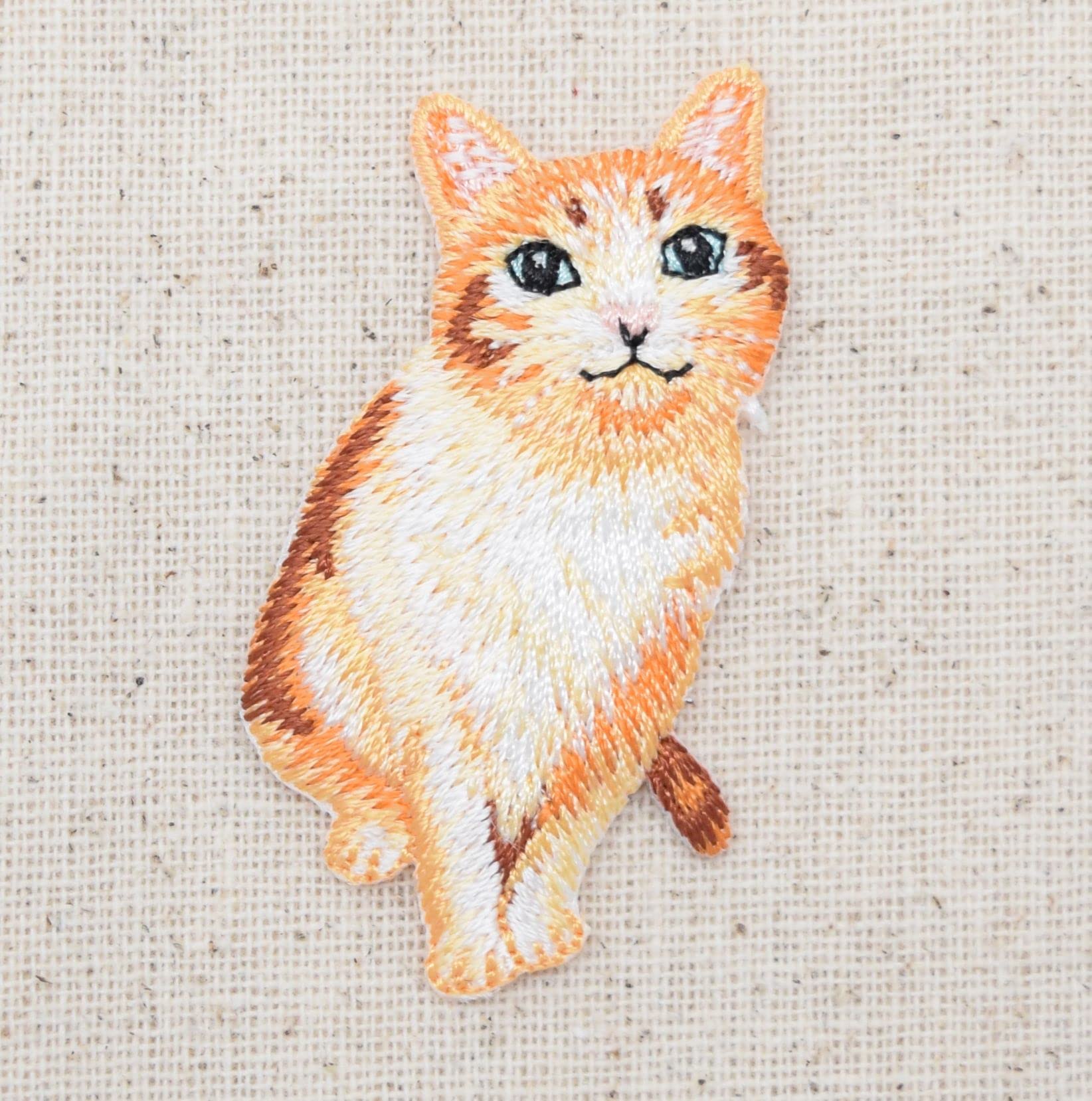 Realistic Orange Tabby Cat Embroidered Iron-On Patch for Pets & Clothing - Perfect for DIY Crafts, Jackets, Backpacks & Costume Accessories