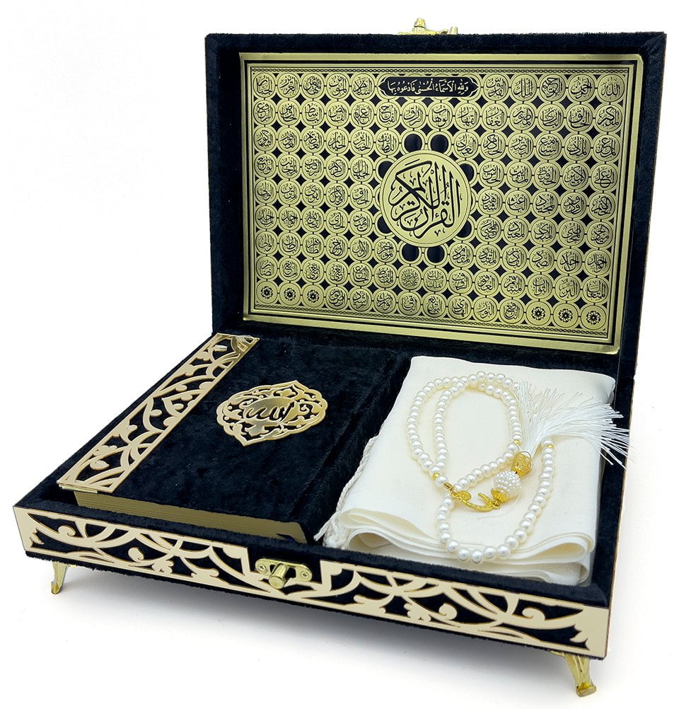 **Holy Quran Gift Set for Women - Premium Keepsake with Hijab & Tasbih - Black - Perfect for Prayer, Islamic Gifts & Religious Occasions**