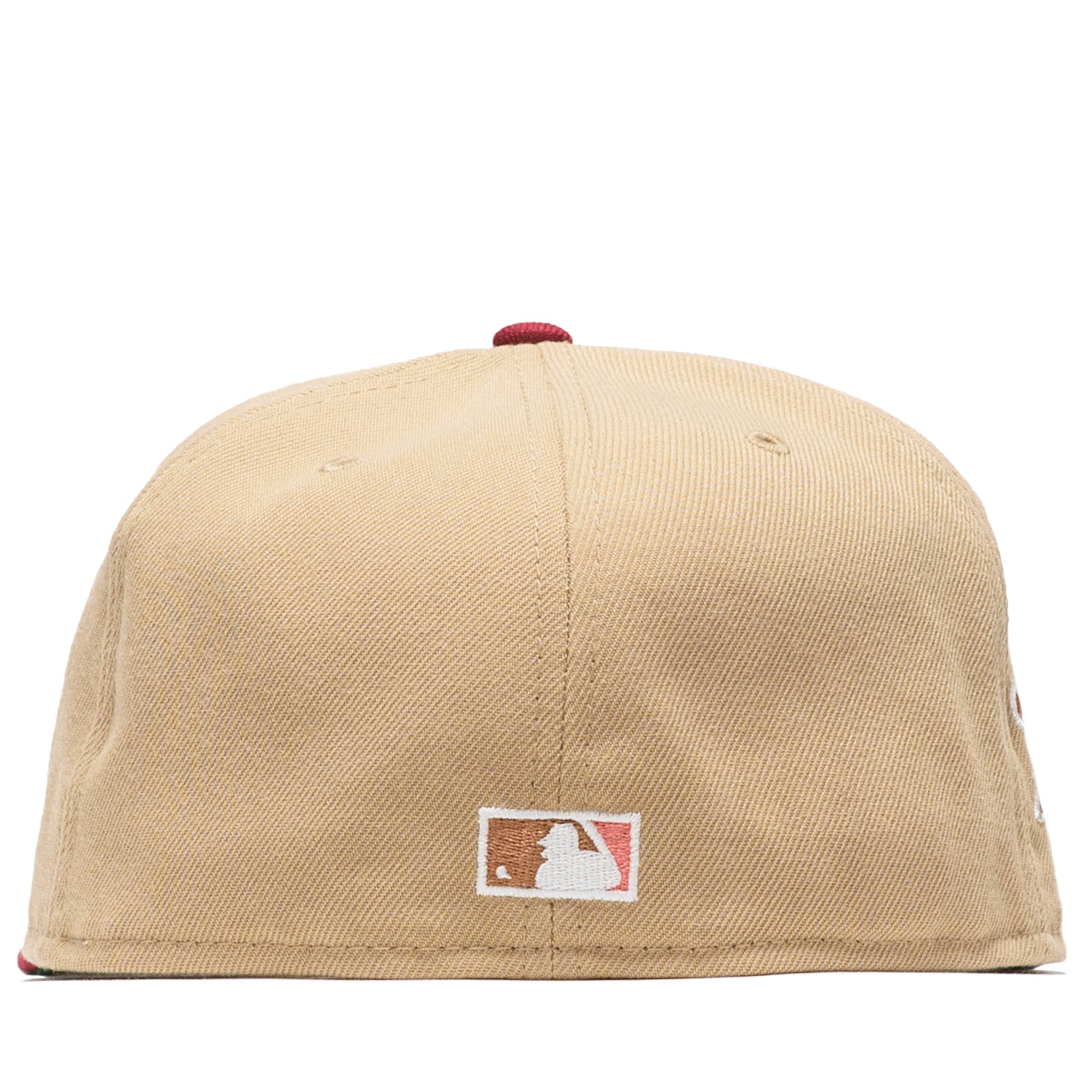 New Era x Politics Texas Rangers 59FIFTY Fitted Hat - Camel/Cardinal - Official MLB Baseball Cap for Men & Women - Perfect for Games, Fan Gear & Streetwear Fashion