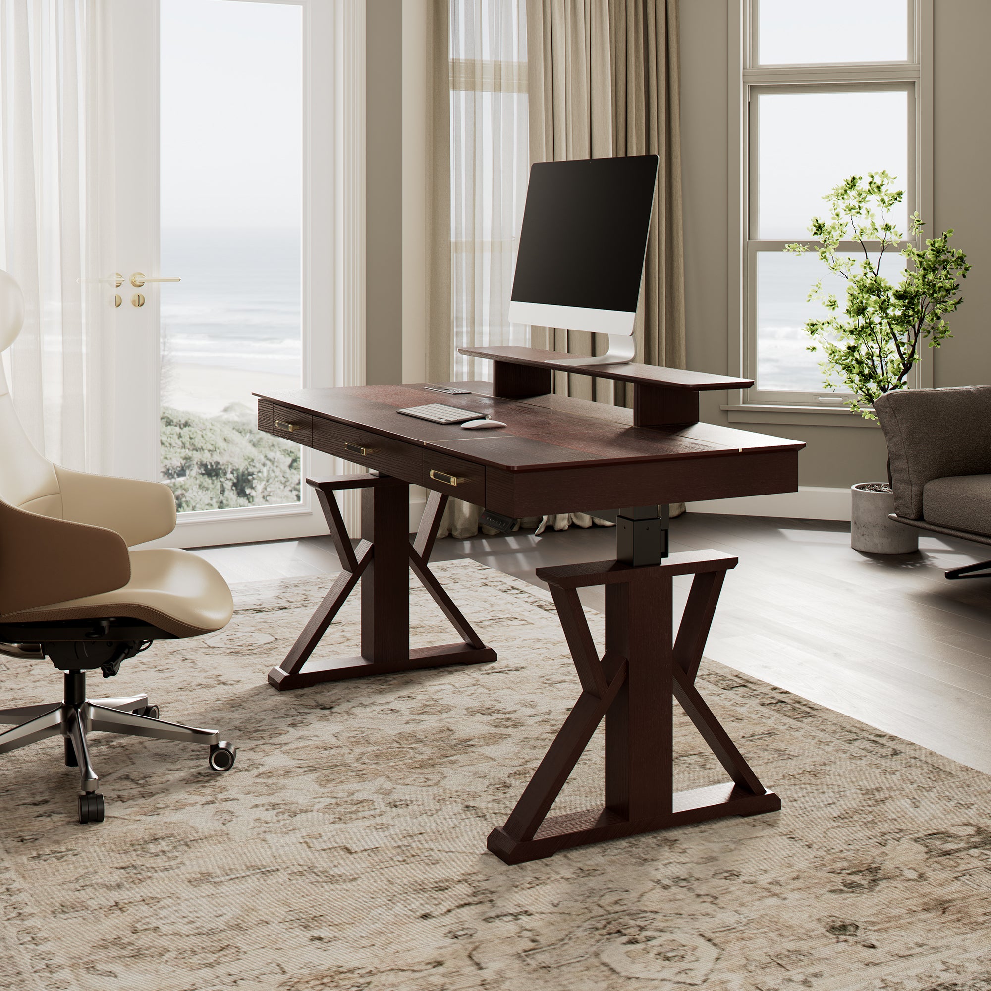 Ark SWS Pro Executive Standing Desk (63x29 Inches) - Adjustable Height Electric Standing Desk for Home & Office Workspace - Ergonomic Sit Stand Desk for Work from Home & Office Productivity