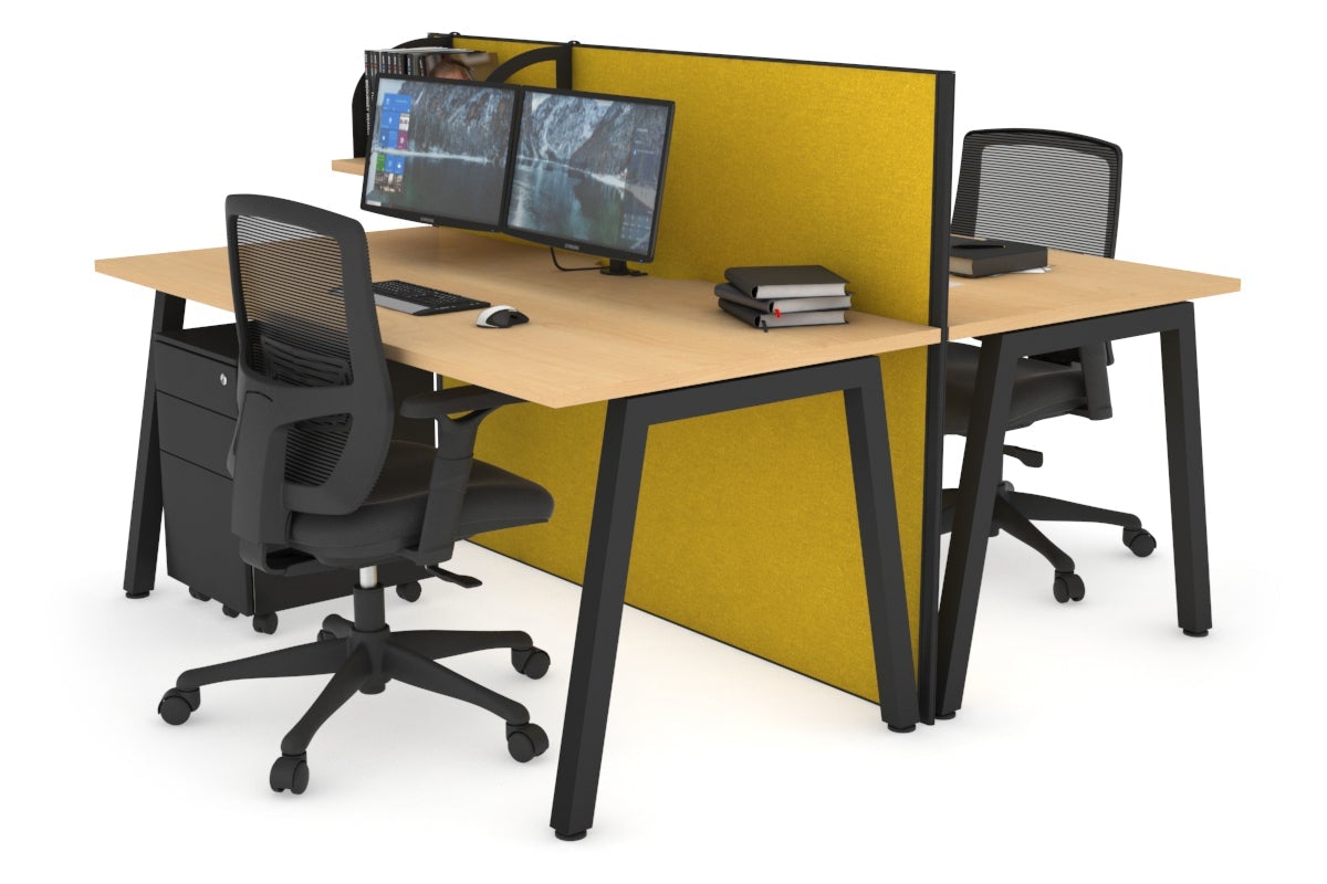 Horizon Quadro 2-Person Office Workstation Bench with A-Legs - 1800L x 800W Dimensions, Cable Management Scallop - Perfect for Collaborative Workspaces & Modern Office Environments