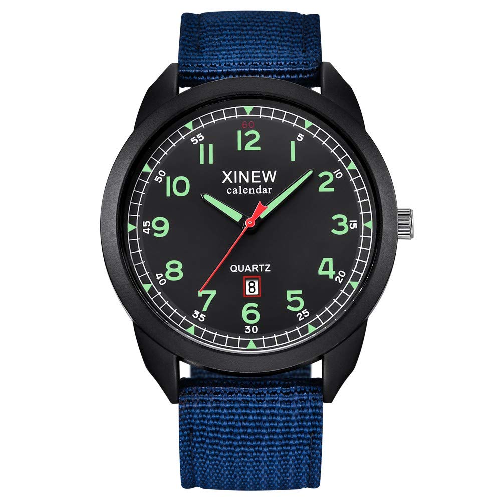 **Men's Analog Quartz Watch with Date Display - Waterproof Nylon Strap Wristwatch for Outdoor, Casual & Business Wear**