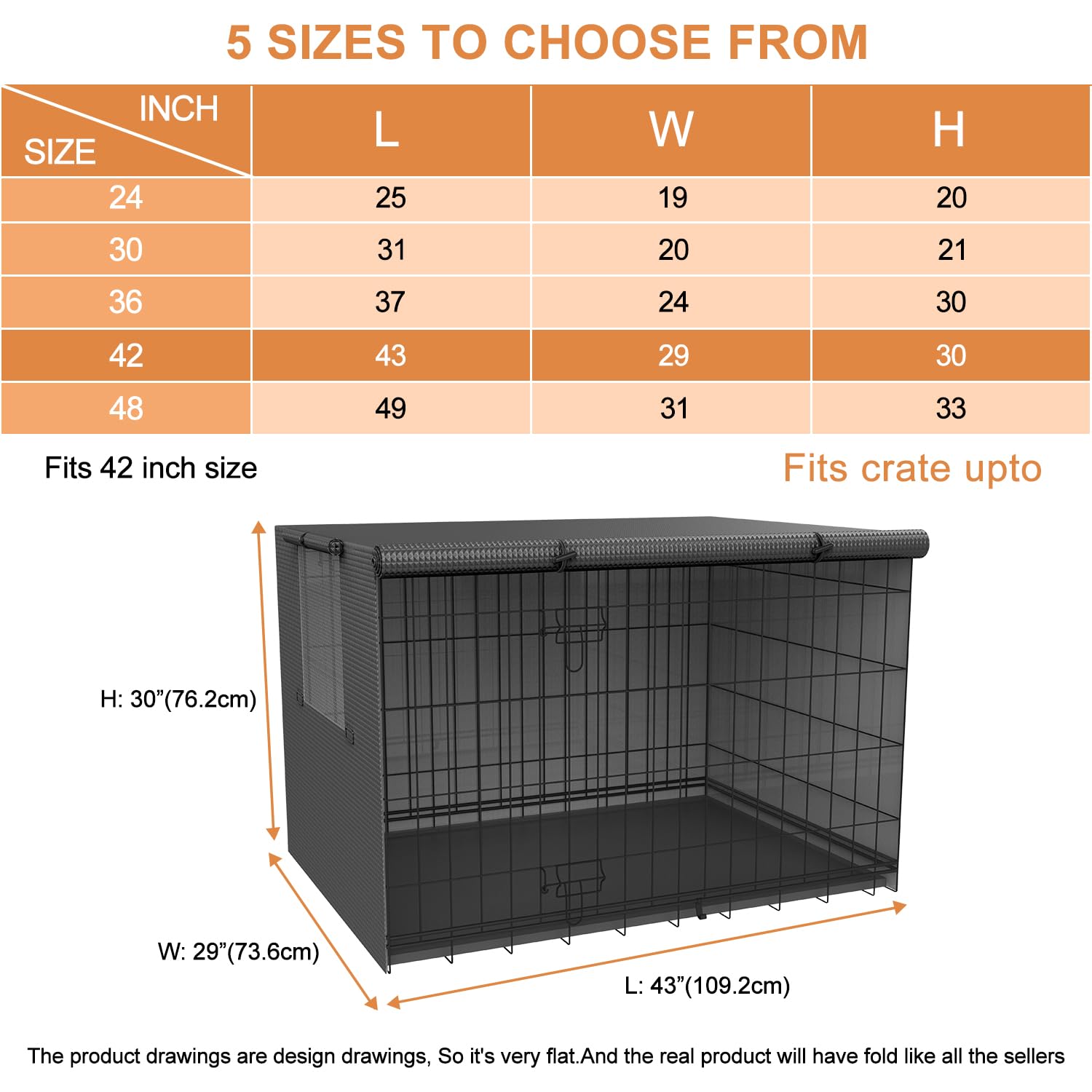 Waterproof Dog Crate Cover for 24, 30, 36, 42, 48-Inch Kennels - Durable Pet Crate Enclosure Cover for Indoor & Outdoor Use - Perfect for Travel, Camping, and Home Protection