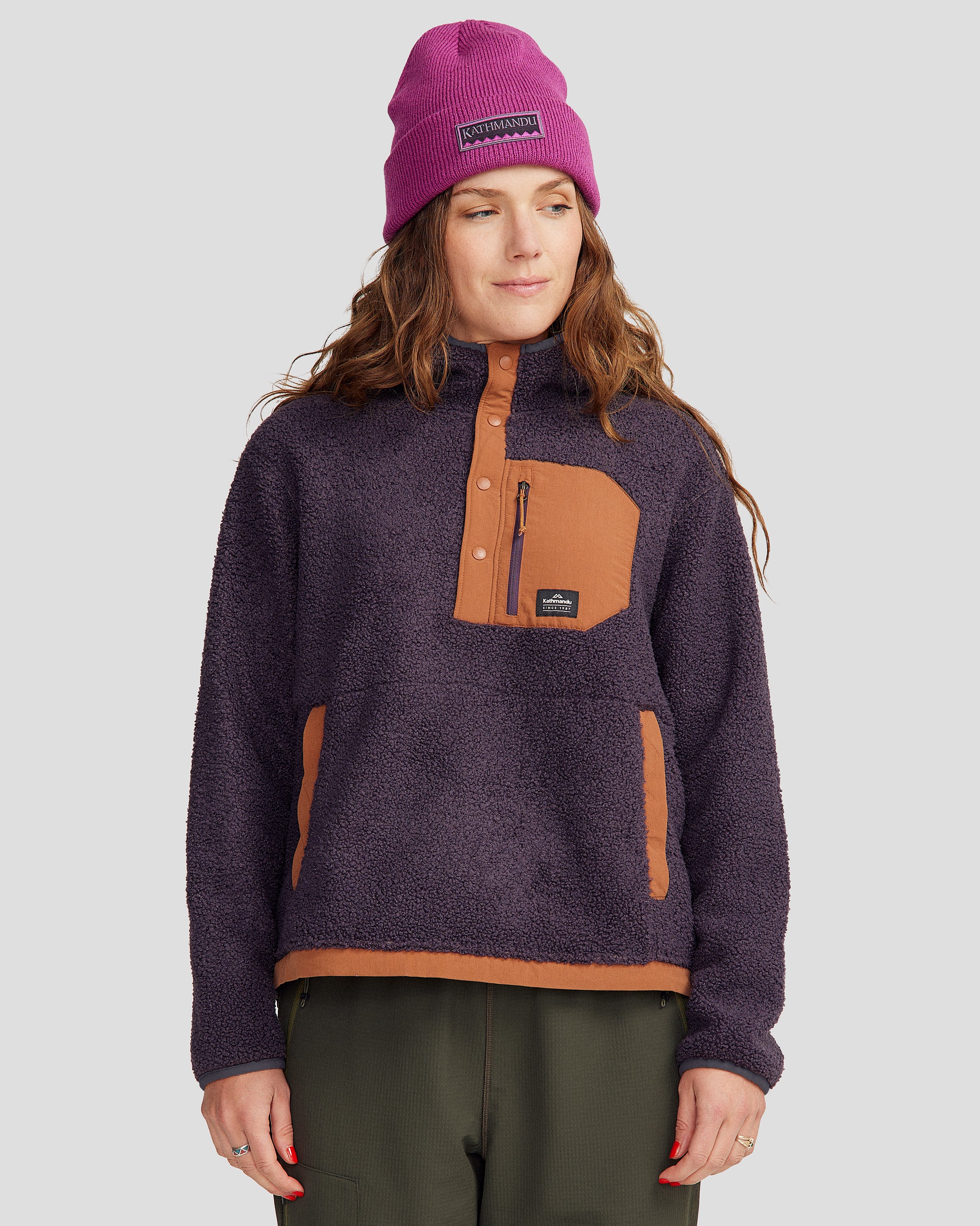 Co Z High Pile Women's Hooded Pullover v2 - Soft Fleece Winter Jacket for Outdoor Activities (Orbit/Woodsy) | Perfect for Hiking, Camping & Casual Wear