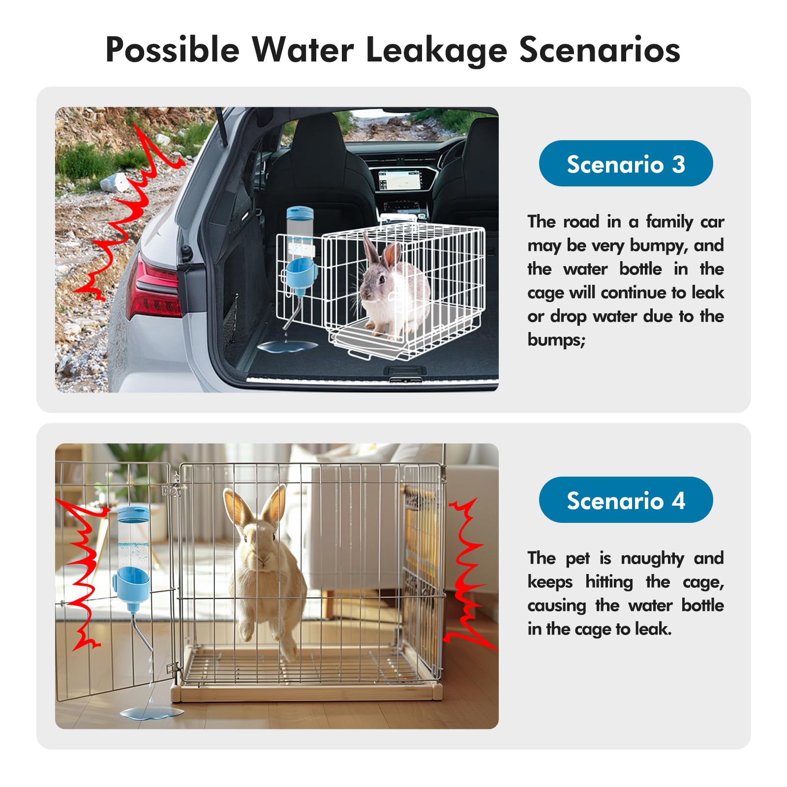 Vannon 23oz Top Fill Small Animal Water Dispenser for Cage - Auto Feeding Water Bottle for Rabbit, Chinchilla, Ferret, Guinea Pig, Squirrel, Hedgehog - BPA Free, 10mm Nozzle, Blue - Perfect for Travel & Home Pet Cages