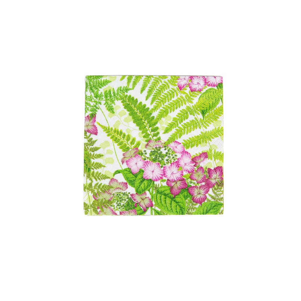 Premium Fern Garden Cocktail Napkins - 100% Linen Elegant Drink Coasters for Parties, Weddings & Home Decor - Set of 12