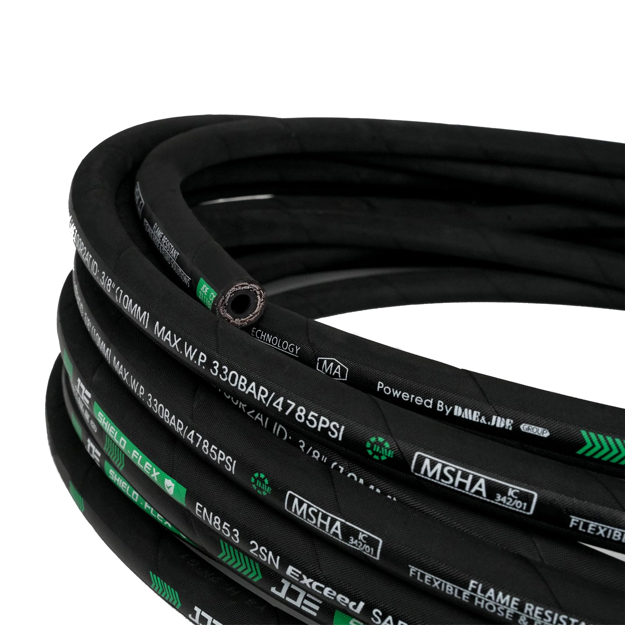 Haichy 1/4 in x 100 ft Hydraulic Hose - 5800 PSI High-Pressure Rubber Hose with 2-Layer Steel Wire Braid, Oil-Resistant & Flexible for Industrial, Agricultural, and Construction Equipment