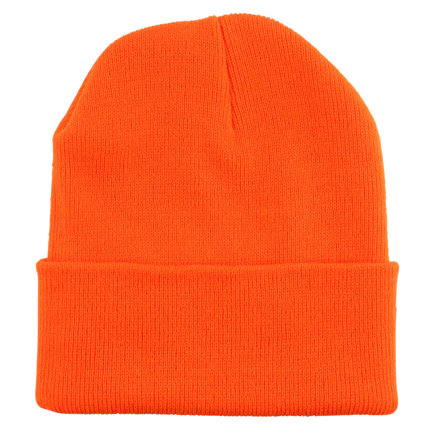 USA Made High Visibility Neon Color Stretchy Winter Beanie - Warm Fleece Lined Cuff Hat for Outdoor Activities, Running, Cycling & Snow Sports