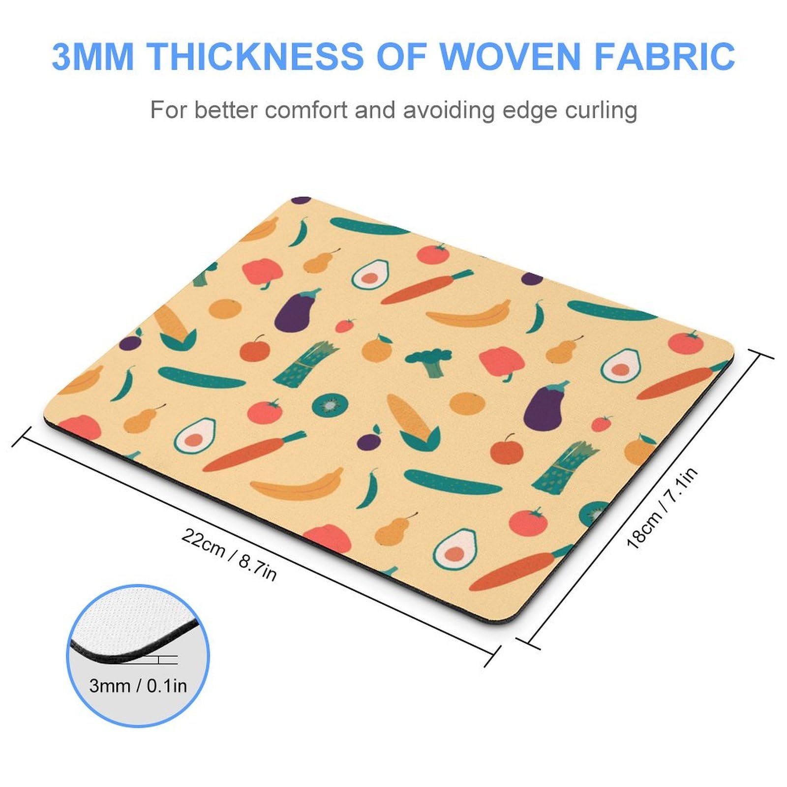 Vibrant Vegetables & Fruits Pattern Non-Slip Mouse Pad - Waterproof Gaming Mouse Mat for PC & Laptop - Durable Office & Home Desk Accessory (18x22cm) - Perfect for Work, Gaming & Decor