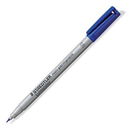 STAEDTLER Lumograph Non-Permanent Wet Erase Fine Tip Marker Pen - Low Odor, Blue (311-3) - Perfect for Whiteboards, Glass Surfaces & DIY Projects