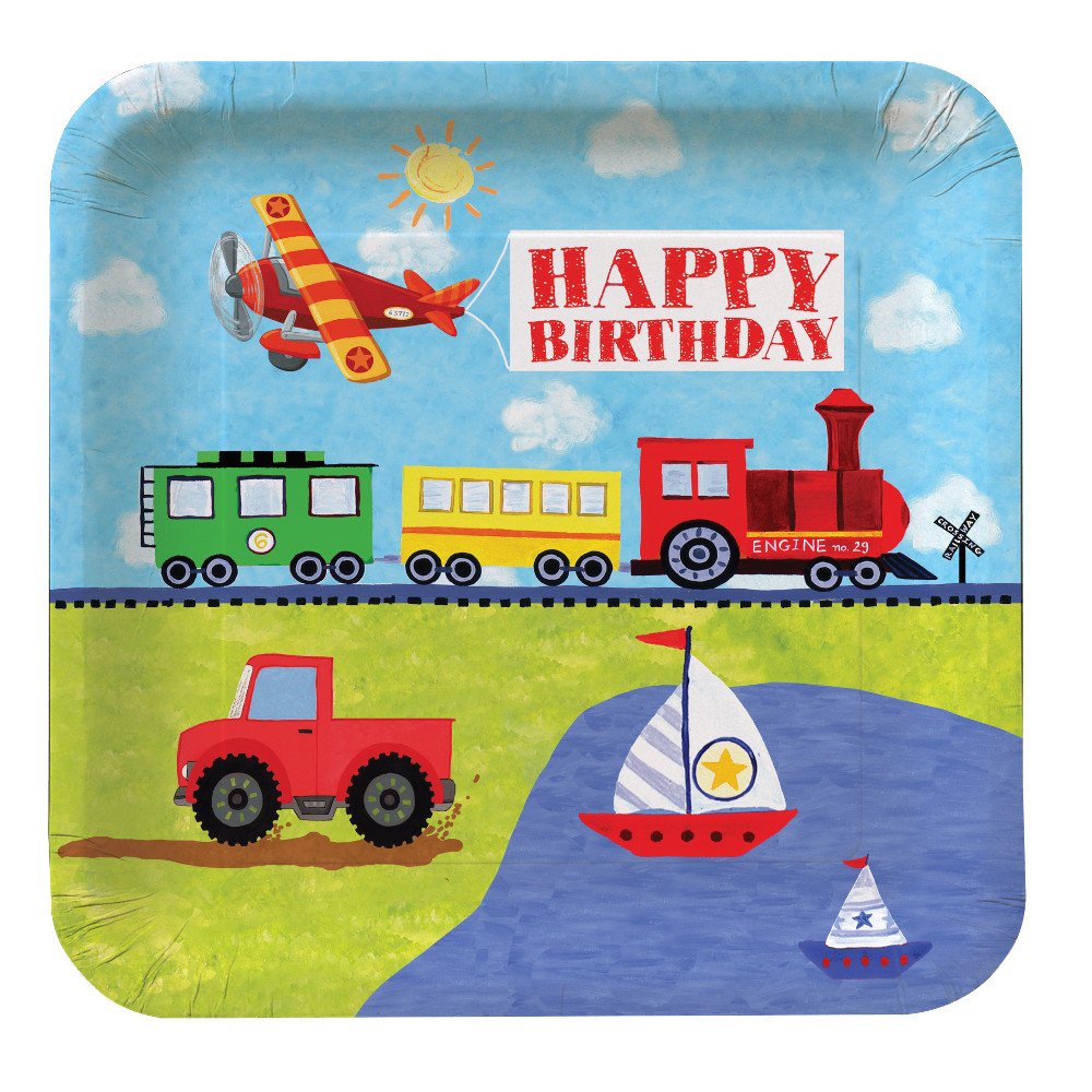 Creative Converting 8 Count 'On The Go' Square Paper Dinner Plates - Eco-Friendly Disposable Plates for Picnics, Parties & Outdoor Dining