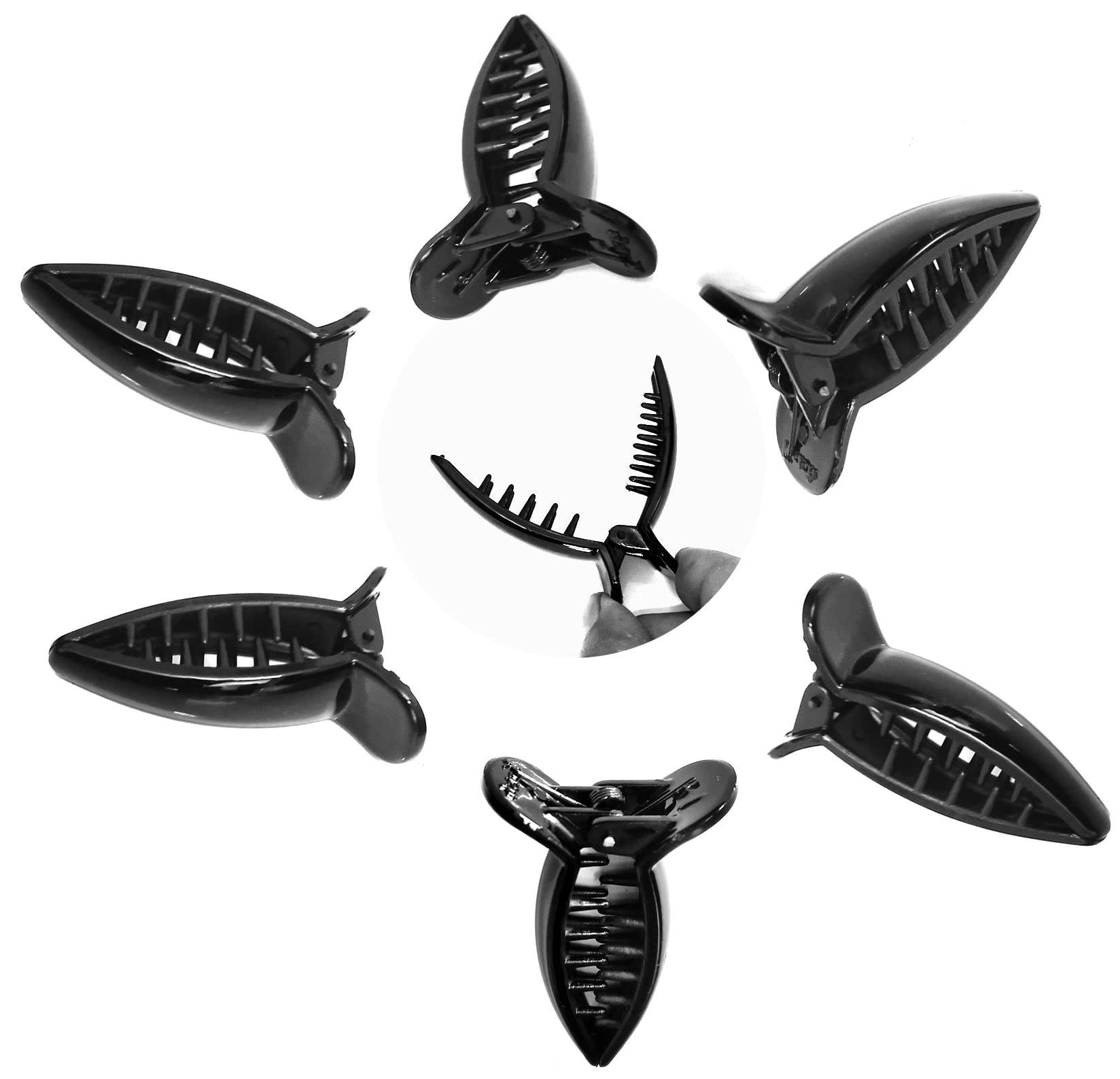 BHARATGAURAV Hair Clips for Women & Girls - 6 Pack Black Banana Hair Clutchers | Non-Slip Hair Accessories for School, Work, Parties & Everyday Use