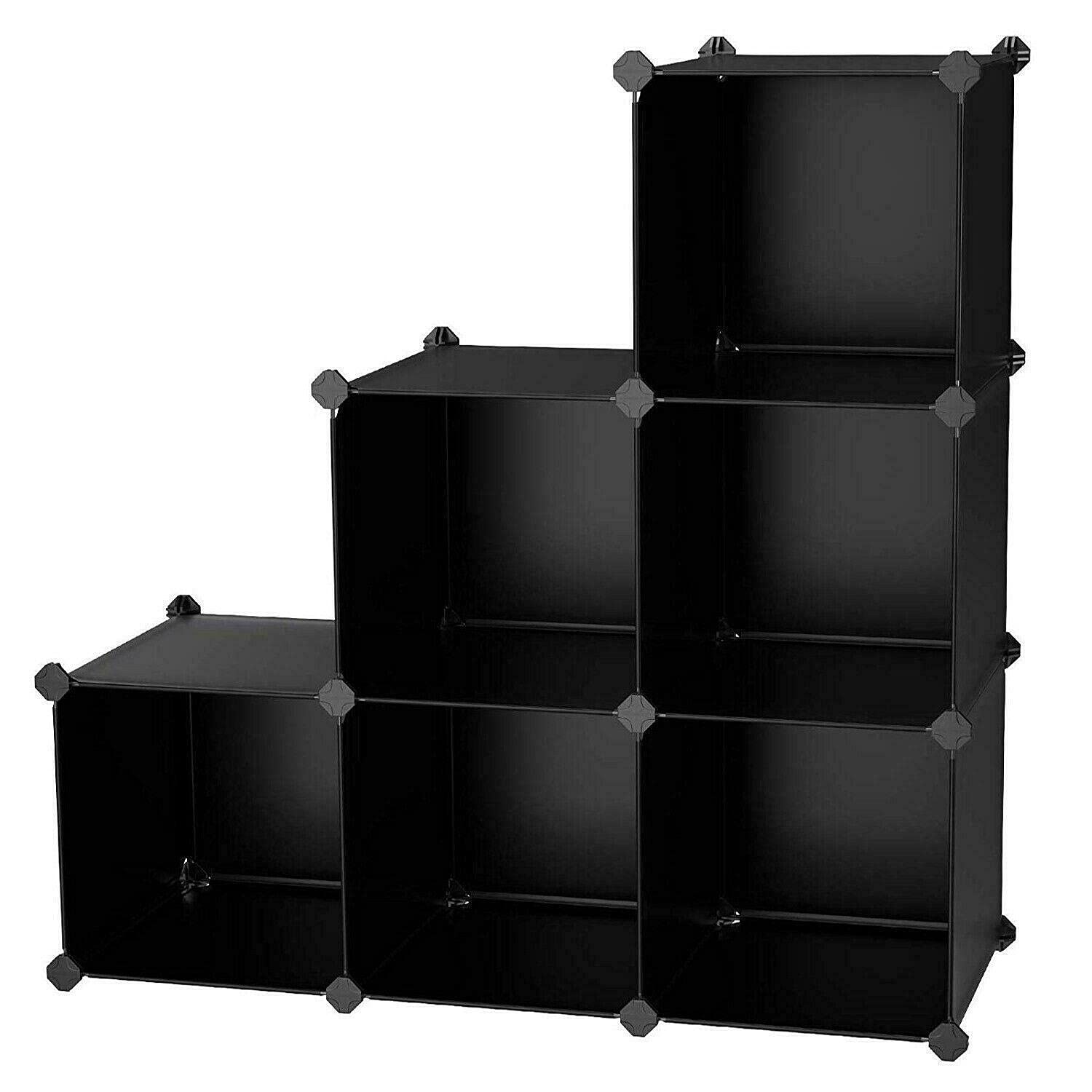LokoshinA 6-Cube Open Storage Organizer - Black Closet Shelves for Clothes, Shoes & Wardrobe | Space-Saving Drawer & Shoe Rack for Bedroom, Entryway & Dorm Organization