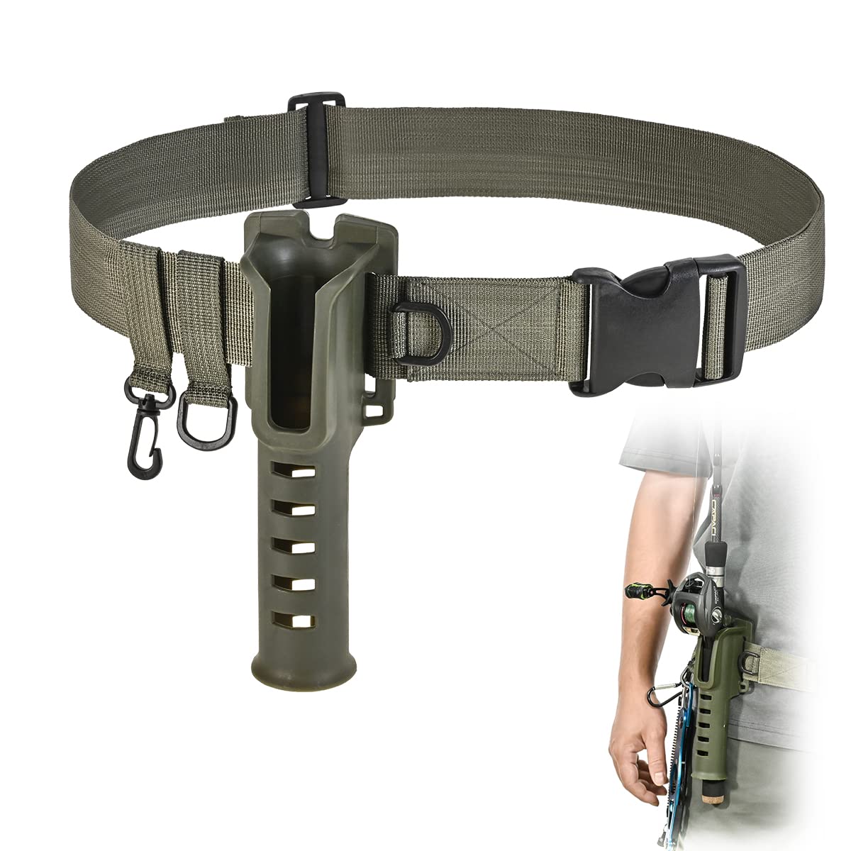CODEK Adjustable Fishing Waist Belt with Rod Holder - Universal Wading Belt for Spinning, Casting, Surf & Kayak Fishing - Fly Fishing Gear Accessory - Perfect for Waders & Outdoor Anglers