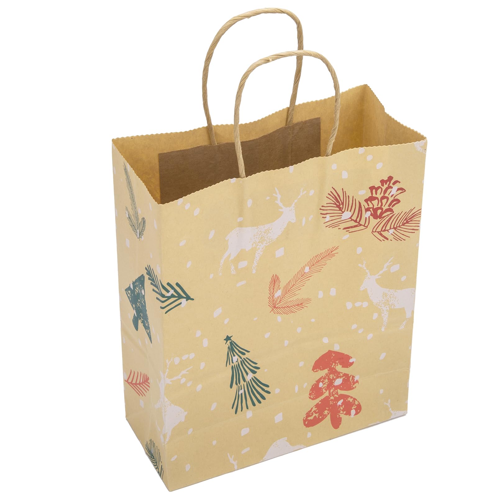 50Pcs Christmas Gift Bags with Handles - Medium Recycled Xmas Party Favor Bags Bulk for Holiday Gifts, Treats & Goodies | Perfect for Christmas Parties, School Events & Corporate Gift Giving
