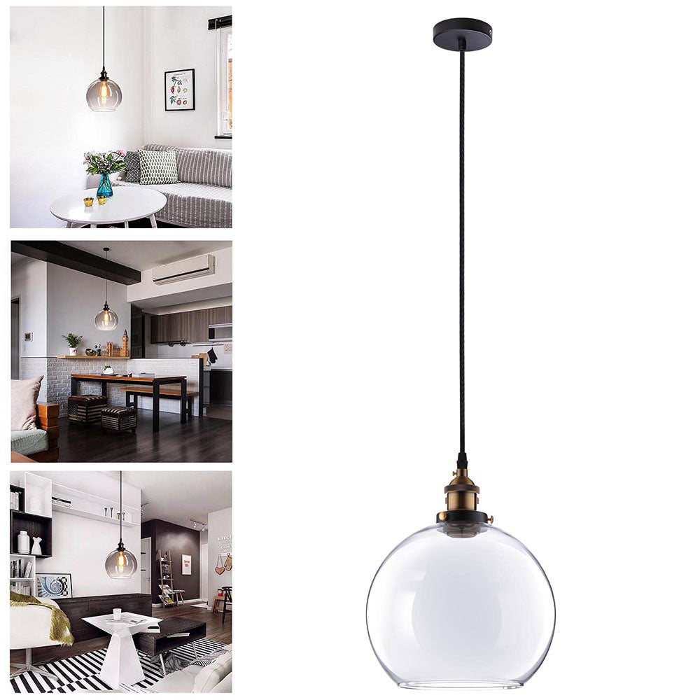 TheLAShop Clear Glass Globe Pendant Light - 9.4/5 Inch Modern Ceiling Lamp for Kitchen, Dining Room, Bedroom & Living Room Lighting