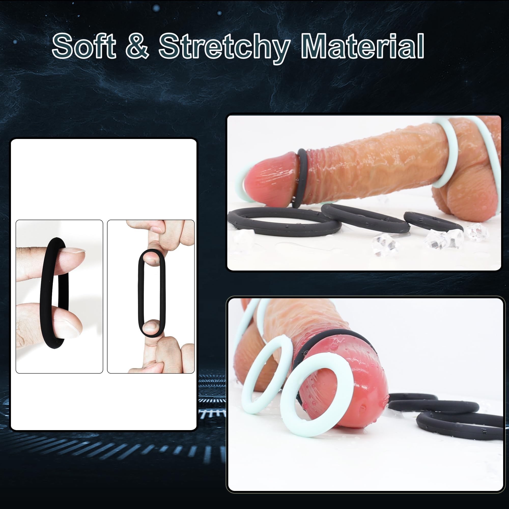 12-Pack Black Cock Rings for Men - Stronger Erection & Enhanced Pleasure - Durable Penis Rings for Longer Sex & Intense Orgasms - Perfect for Couples Play & Solo Exploration