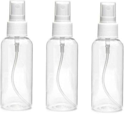 ikis 100ml Refillable Fine Mist Spray Bottles (Set of 3) - Transparent Plastic Empty Bottles for Cleaning, Home, Office, Car & Travel | Perfect for DIY Beauty, Plant Care & Household Cleaning Solutions