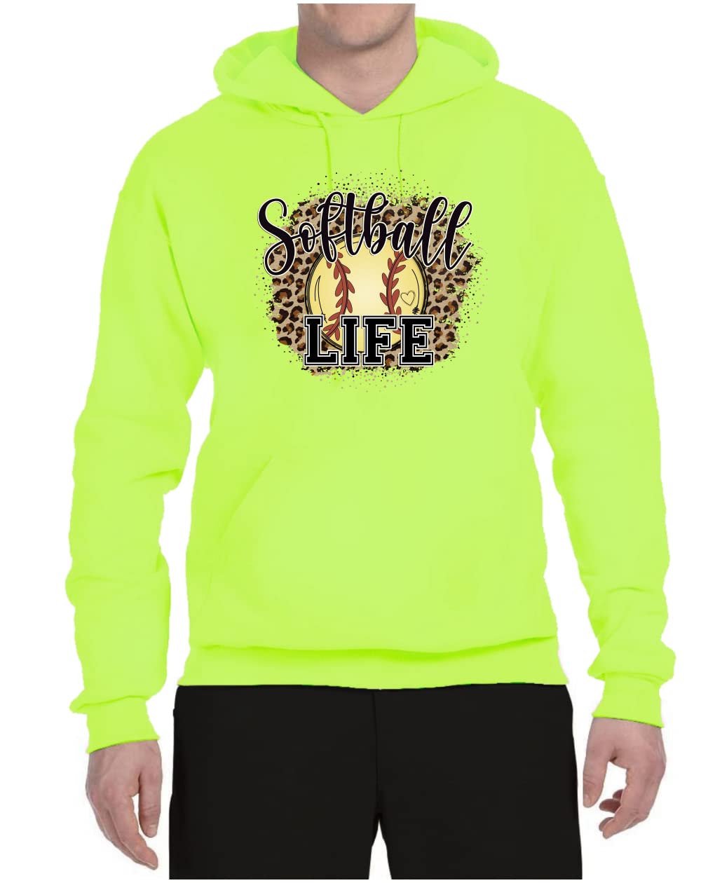 Wild Bobby Softball Life Animal Print Graphic Hoodie - Unisex Pullover Sweatshirt for Girls & Boys - Perfect for Sports, School & Casual Wear
