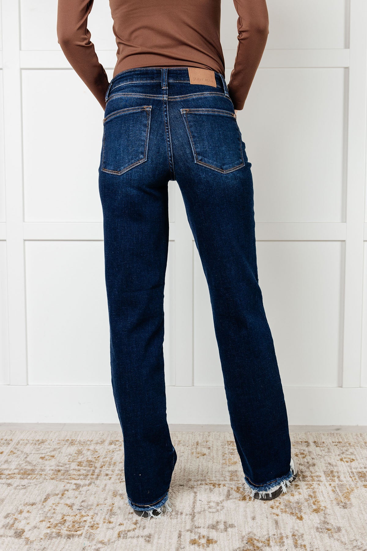 Jacqueline Mid Rise Frayed Hem Straight Leg Jeans for Women | Comfortable Denim Pants | Perfect for Casual Wear, Office Outfits & Weekend Style