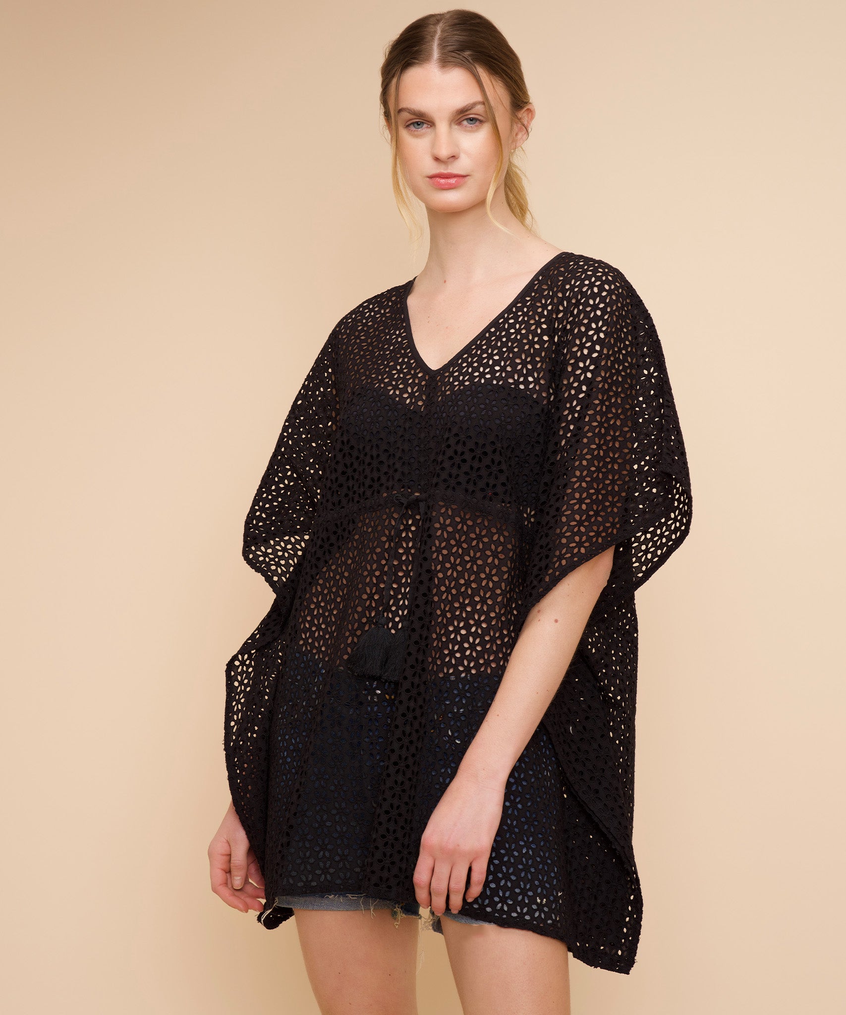 Elegant Eyelet Butterfly Caftan Dress - Flowy Boho Maxi Dress for Women - Perfect for Beach, Vacation & Summer Outfits