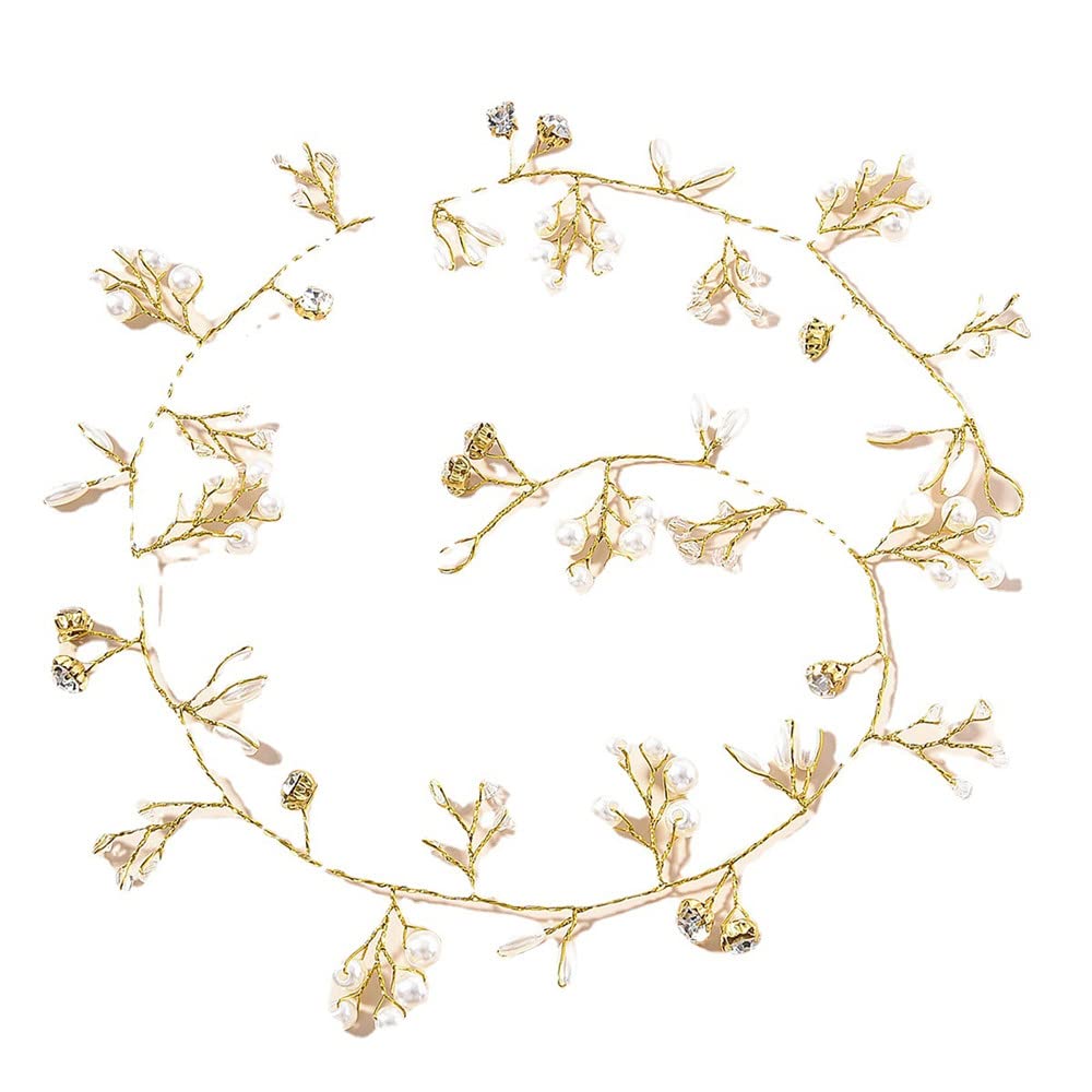 Elegant Crystal Pearl Hair Accessories for Women & Girls - 50cm Bridal Wedding Hairpieces for Special Occasions & Parties