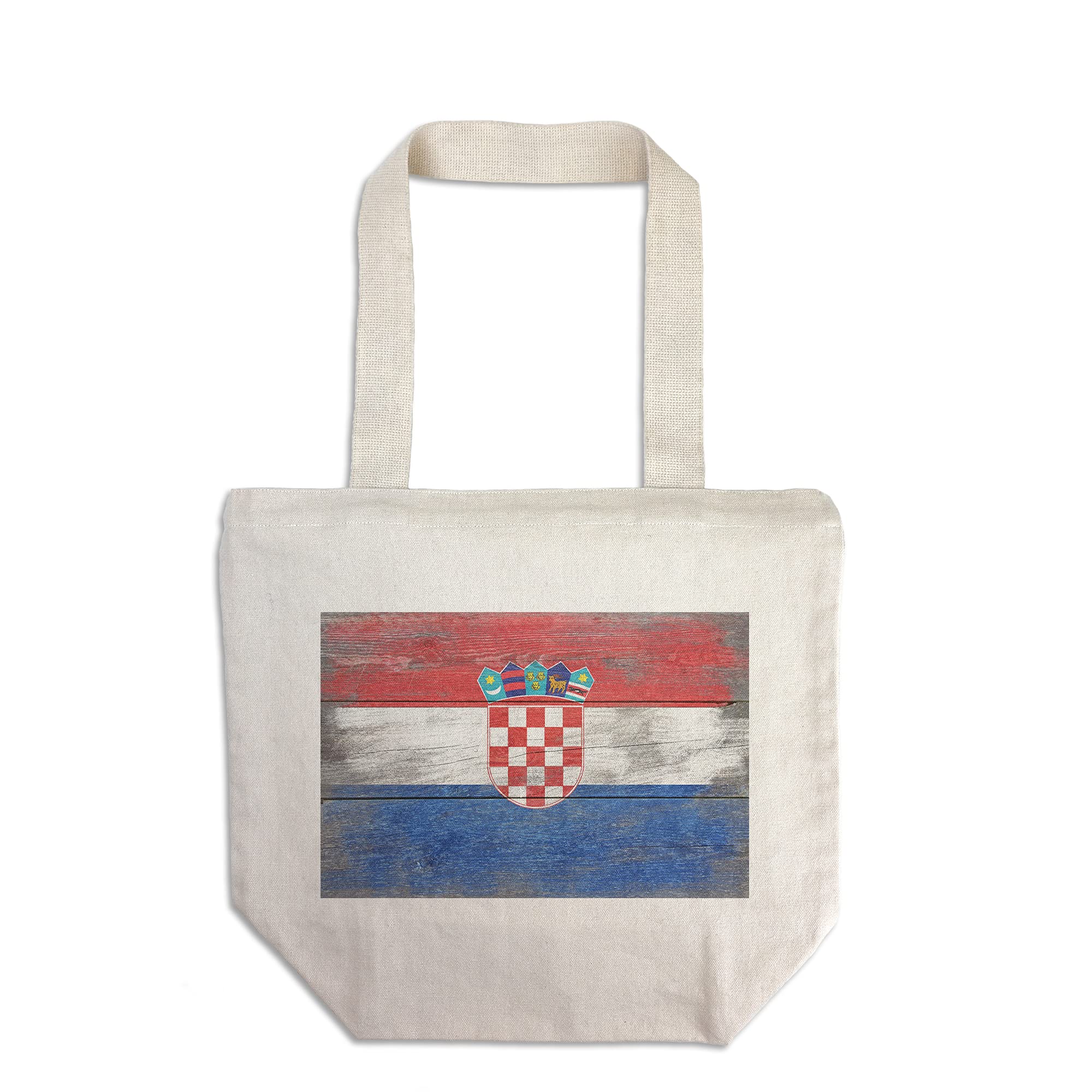 Lantern Press Rustic Croatia Flag Tote Bag - 100% Cotton Canvas Reusable Shopping Bag for Groceries, Beach & Travel